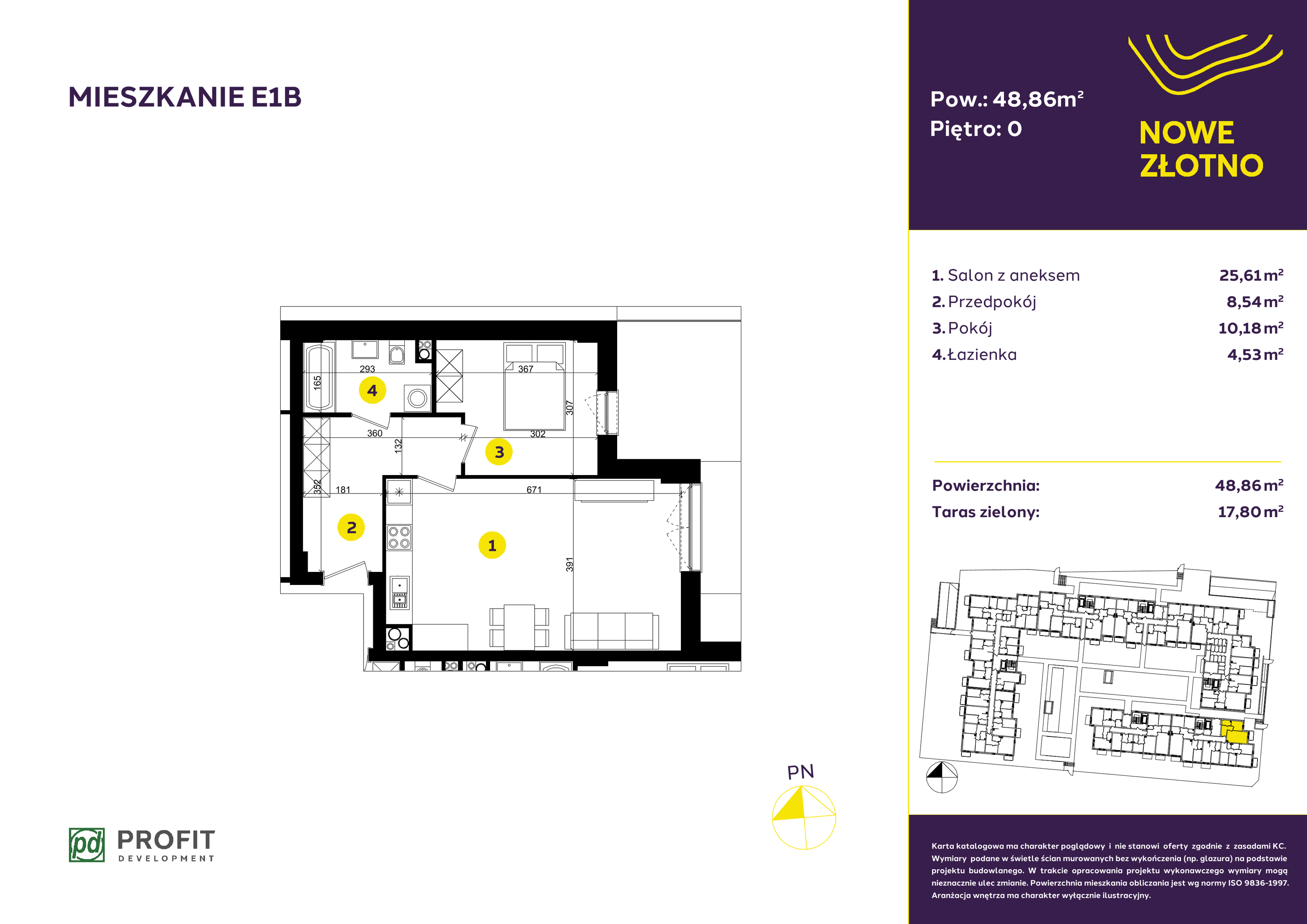 Mieszkanie 48,86 m², parter, oferta nr E-1B, Nowe Złotno, Łódź, Polesie, Złotno, ul. Traktorowa 24-idx