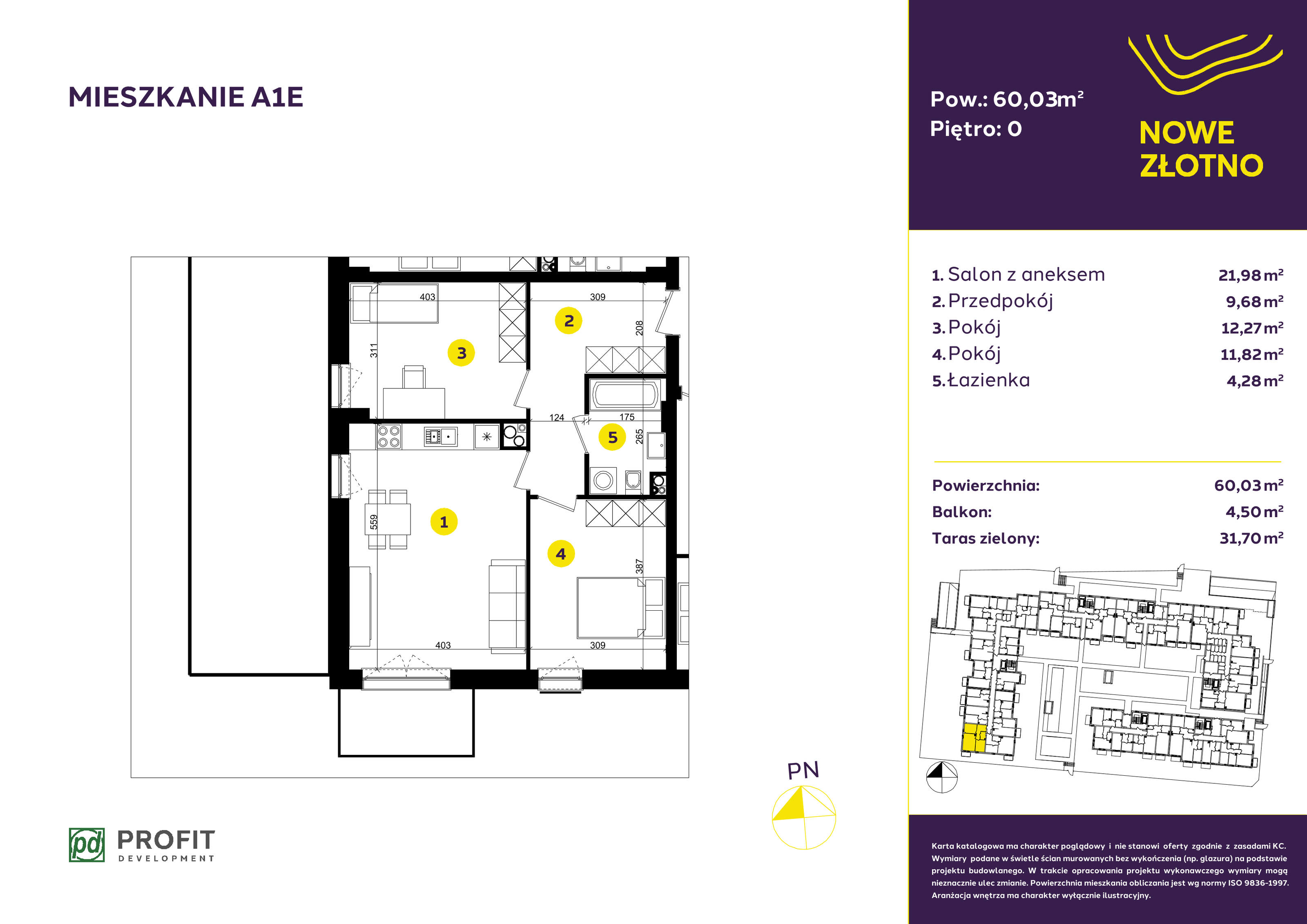 Mieszkanie 60,03 m², parter, oferta nr A-1E, Nowe Złotno, Łódź, Polesie, Złotno, ul. Traktorowa 24-idx