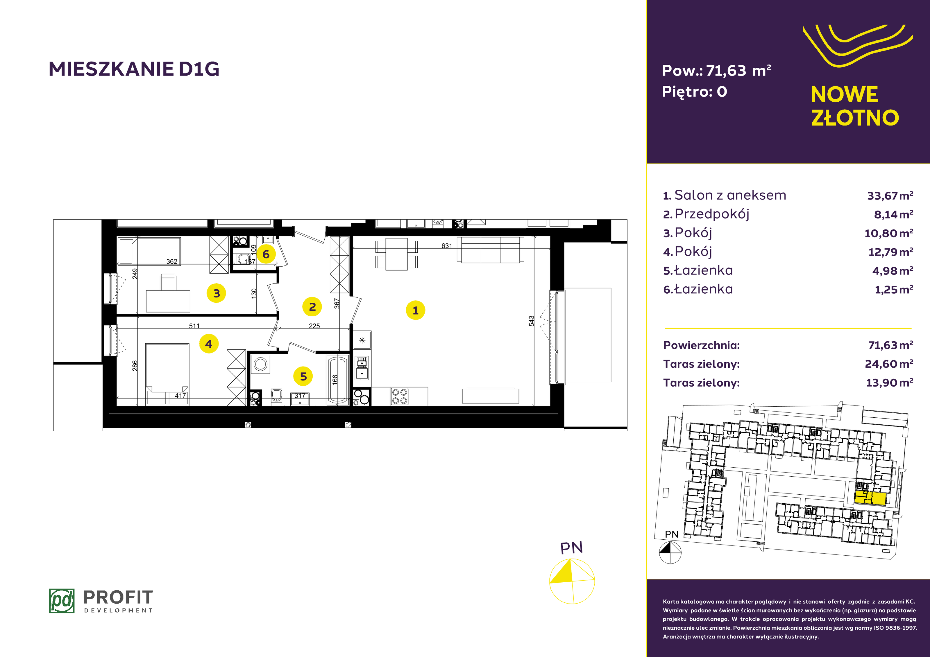 Mieszkanie 71,63 m², parter, oferta nr D-1G, Nowe Złotno, Łódź, Polesie, Złotno, ul. Traktorowa 24-idx