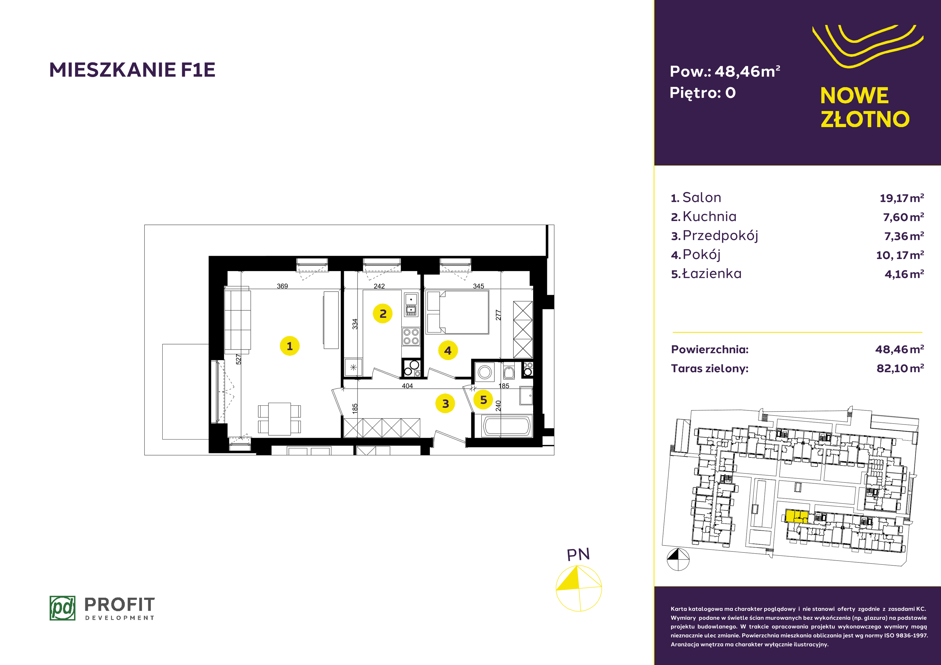 Mieszkanie 48,46 m², parter, oferta nr F-1E, Nowe Złotno, Łódź, Polesie, Złotno, ul. Traktorowa 24-idx