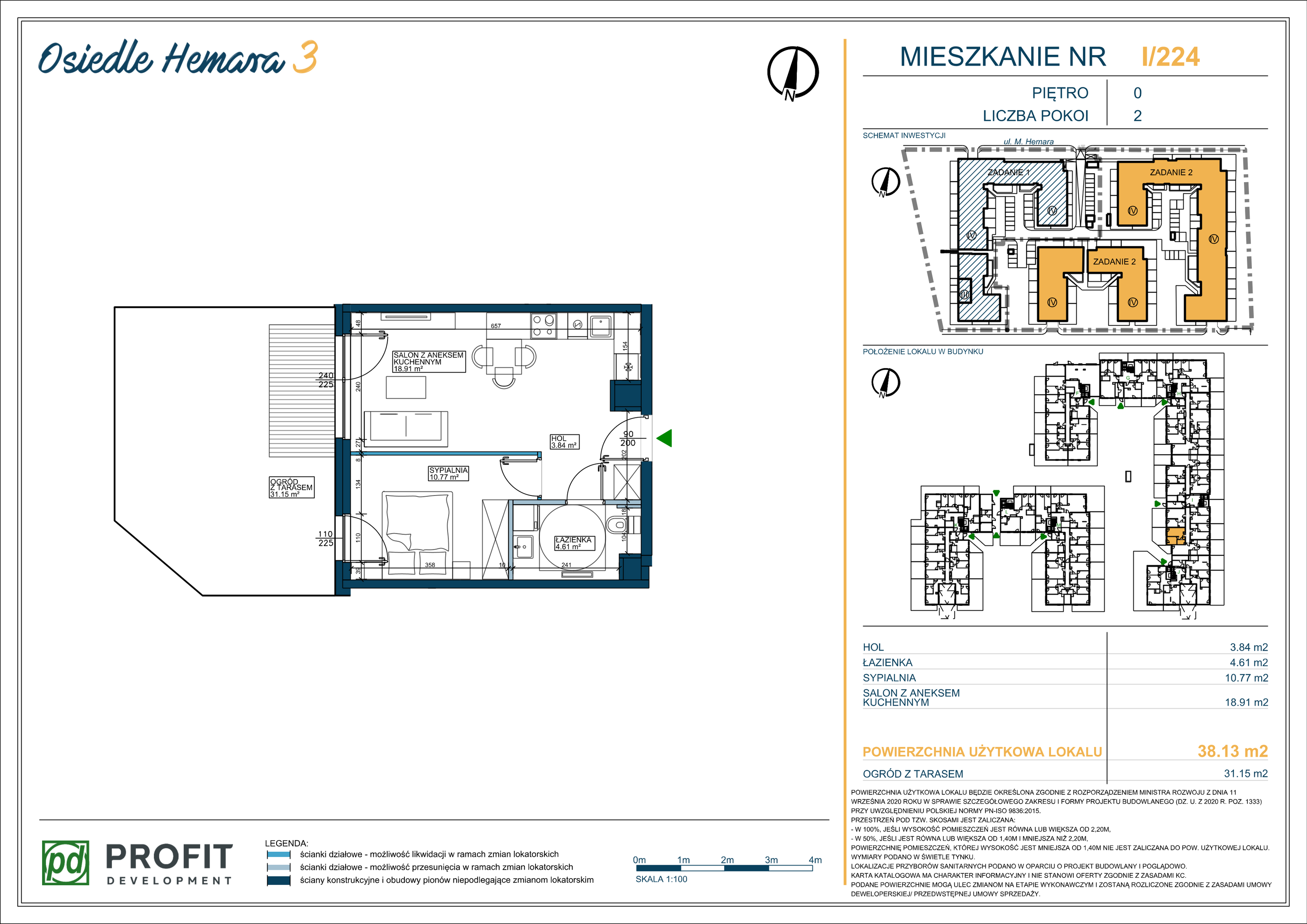 Mieszkanie 38,13 m², parter, oferta nr 224, Osiedle Hemara 3, Warszawa, Białołęka, Brzeziny, ul. Mariana Hemara-idx