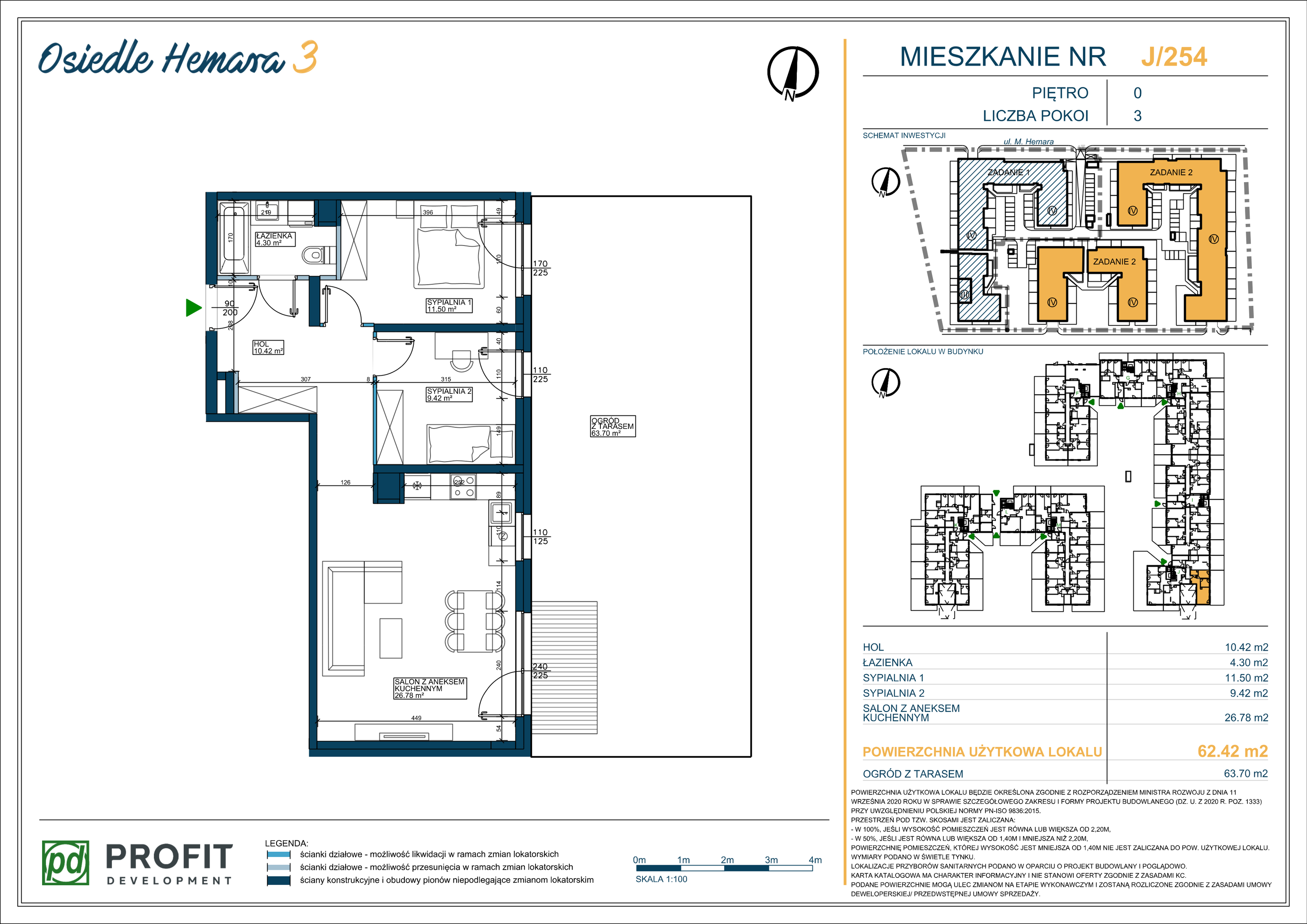 Mieszkanie 62,42 m², parter, oferta nr 254, Osiedle Hemara 3, Warszawa, Białołęka, Brzeziny, ul. Mariana Hemara-idx