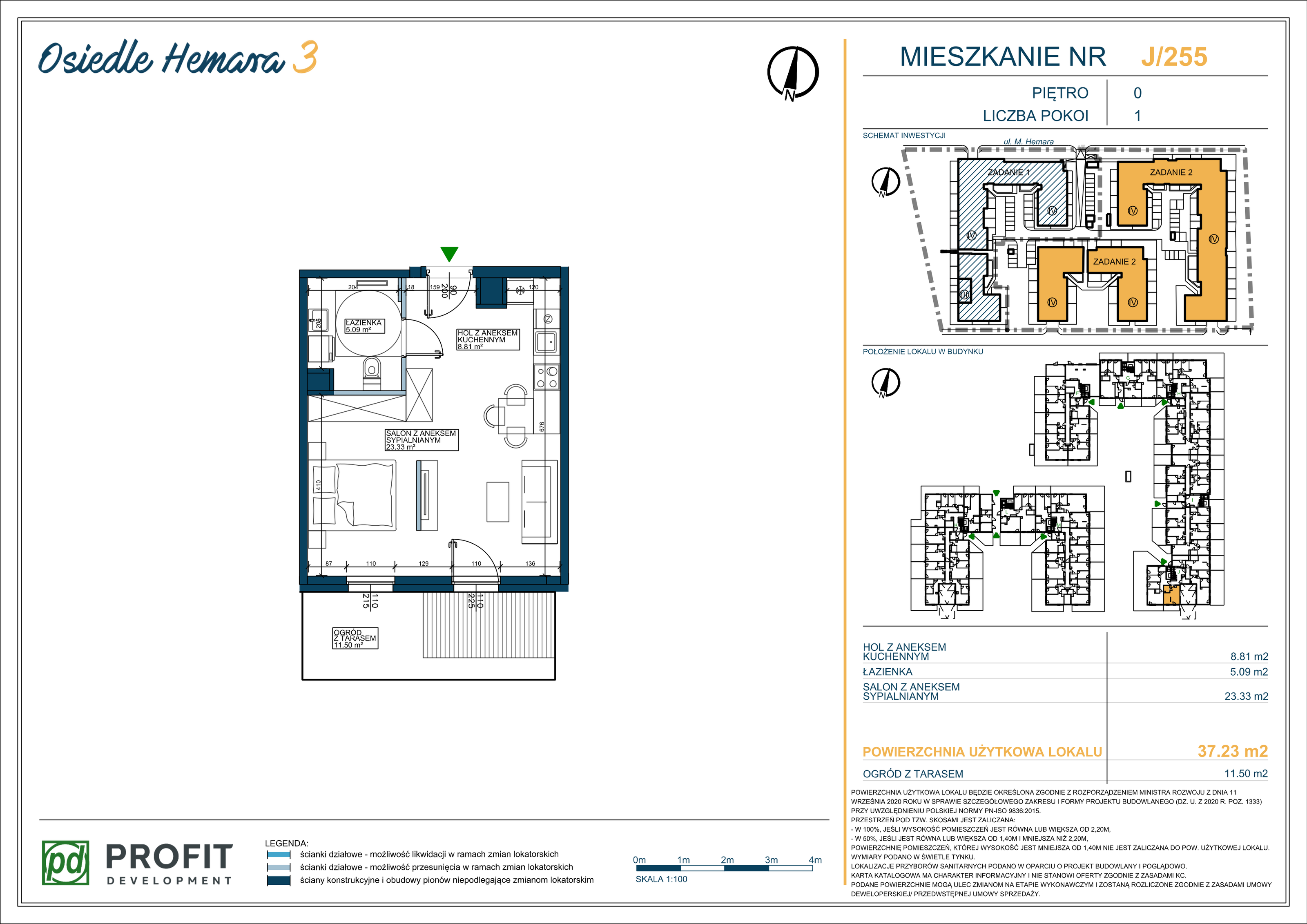 Mieszkanie 37,23 m², parter, oferta nr 255, Osiedle Hemara 3, Warszawa, Białołęka, Brzeziny, ul. Mariana Hemara-idx