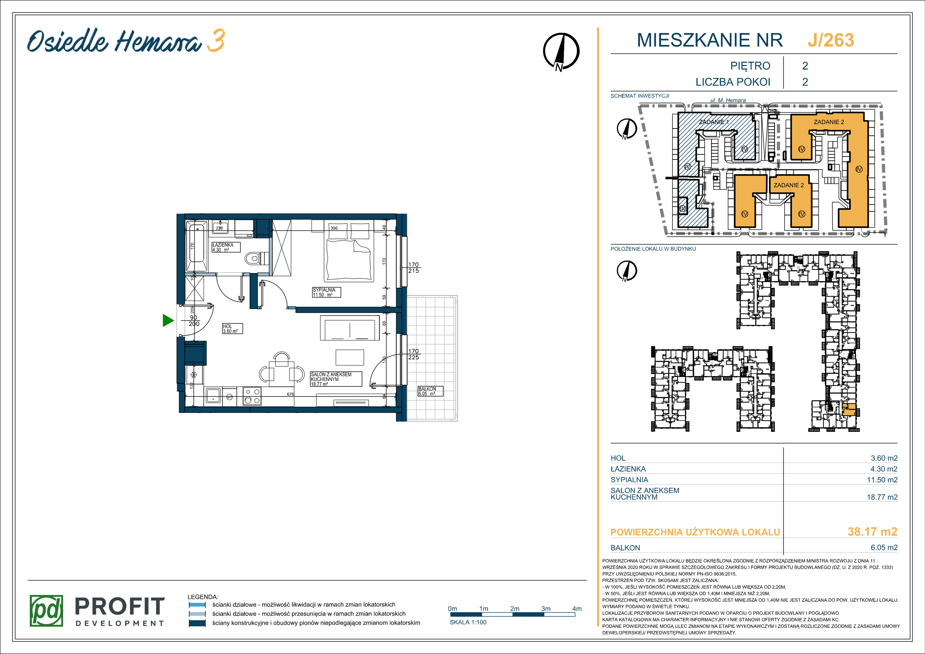 Mieszkanie 38,17 m², piętro 2, oferta nr 263, Osiedle Hemara 3, Warszawa, Białołęka, Brzeziny, ul. Mariana Hemara-idx