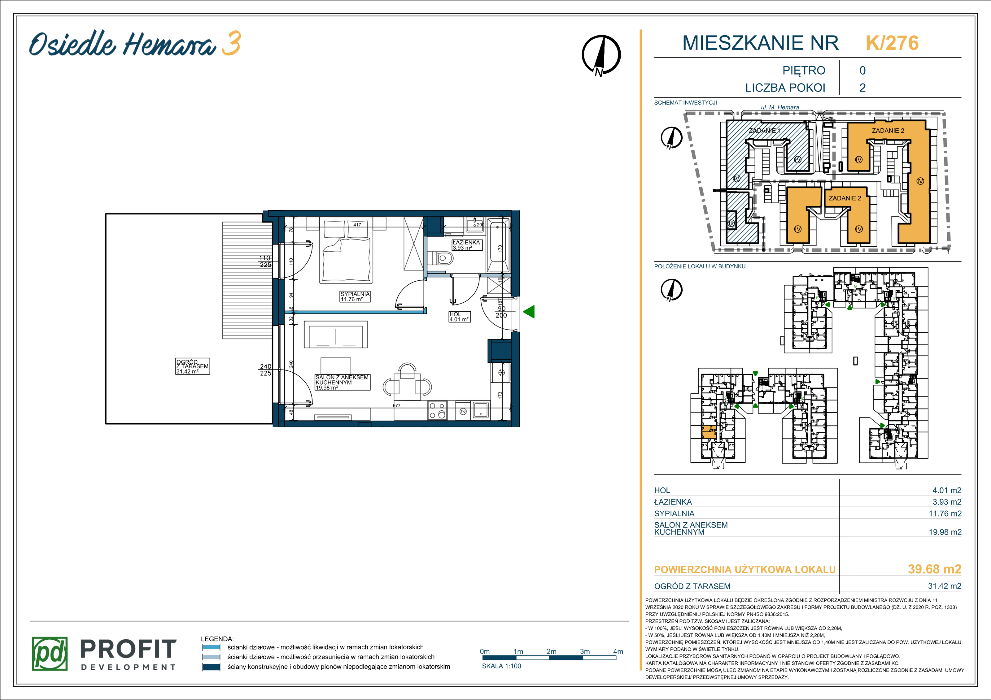 Mieszkanie 39,68 m², parter, oferta nr 276, Osiedle Hemara 3, Warszawa, Białołęka, Brzeziny, ul. Mariana Hemara-idx