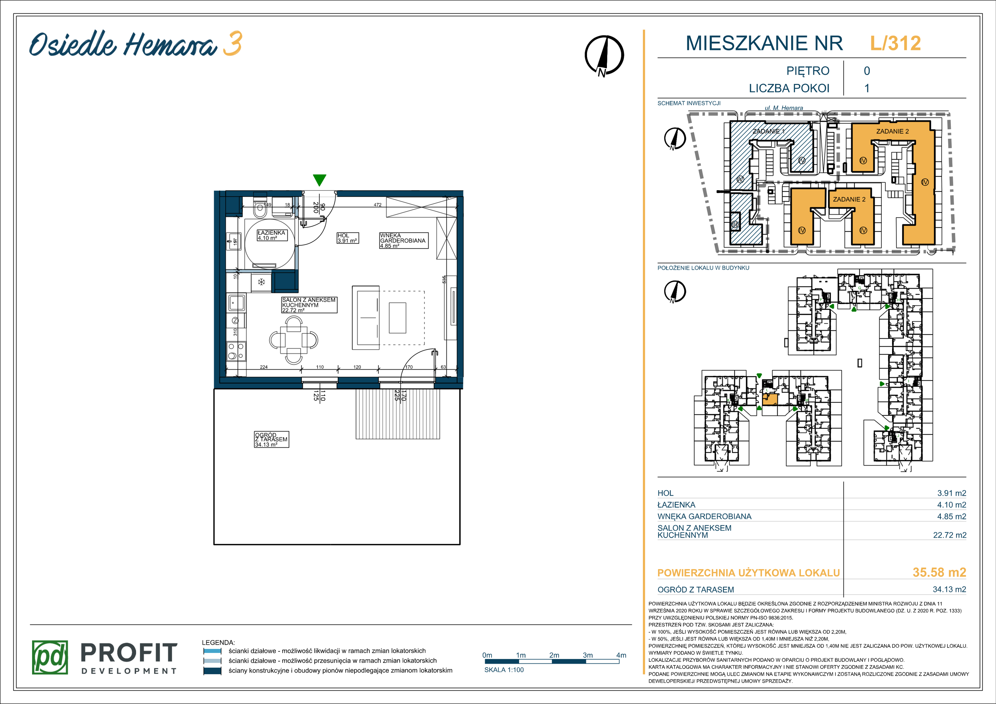 Mieszkanie 35,58 m², parter, oferta nr 312, Osiedle Hemara 3, Warszawa, Białołęka, Brzeziny, ul. Mariana Hemara-idx