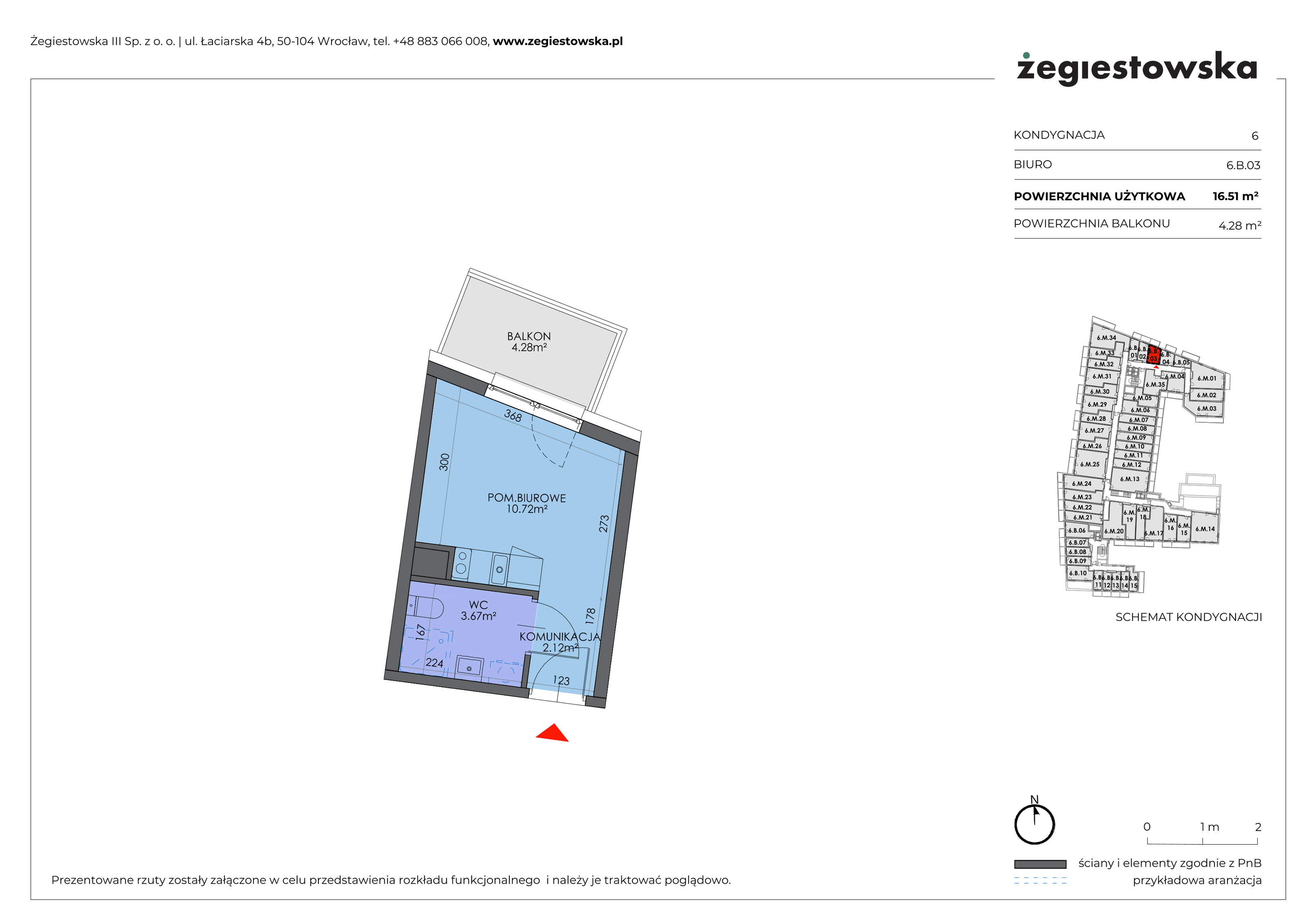 Mieszkanie 16,51 m², piętro 5, oferta nr 6.B.03, Żegiestowska, Wrocław, Gaj, Krzyki, ul. Żegiestowska 3-idx