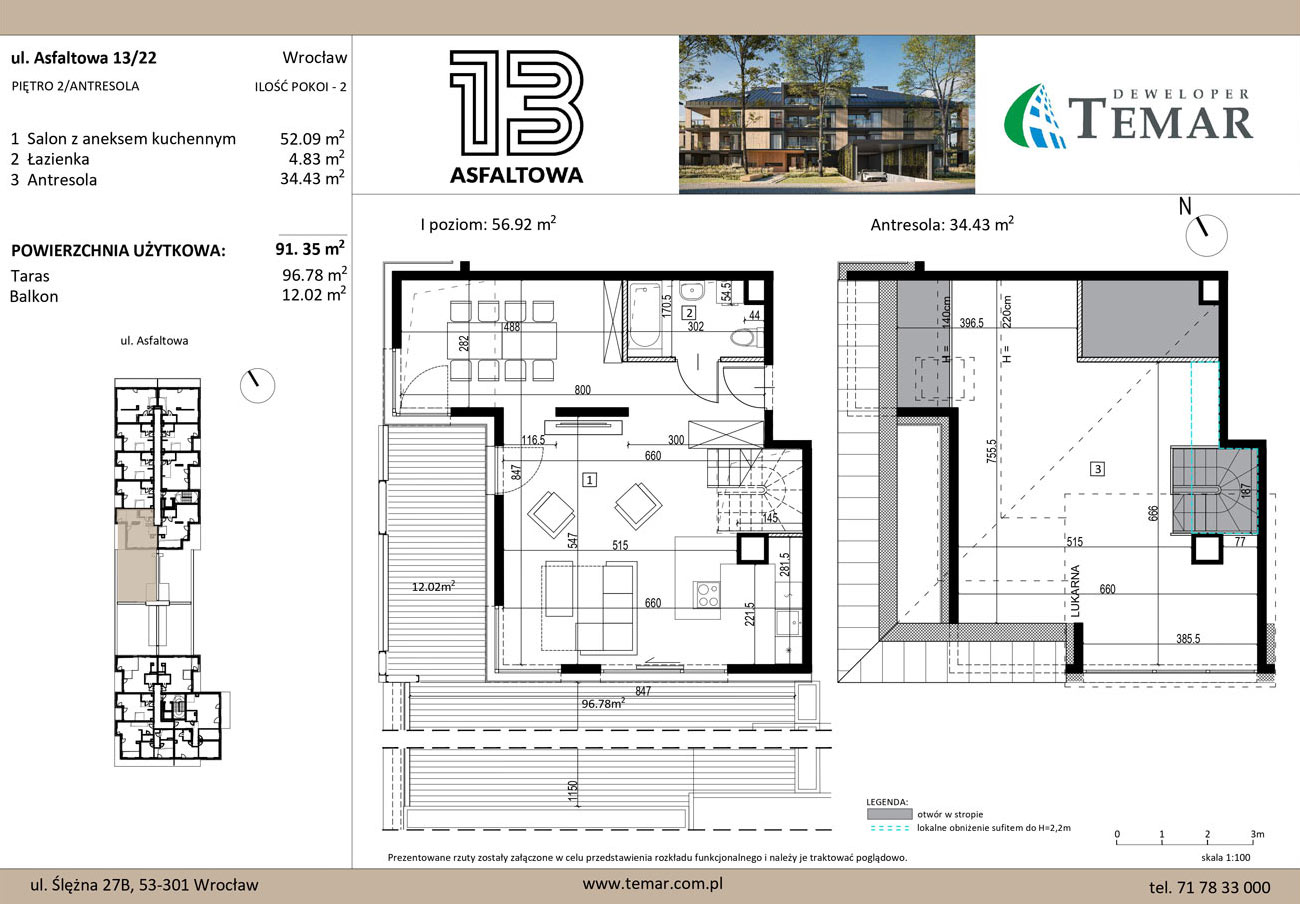 Mieszkanie 91,35 m², piętro 2, oferta nr 13/22, ASFALTOWA 13, Wrocław, Wojszyce, Krzyki, ul. Asfaltowa 13-idx