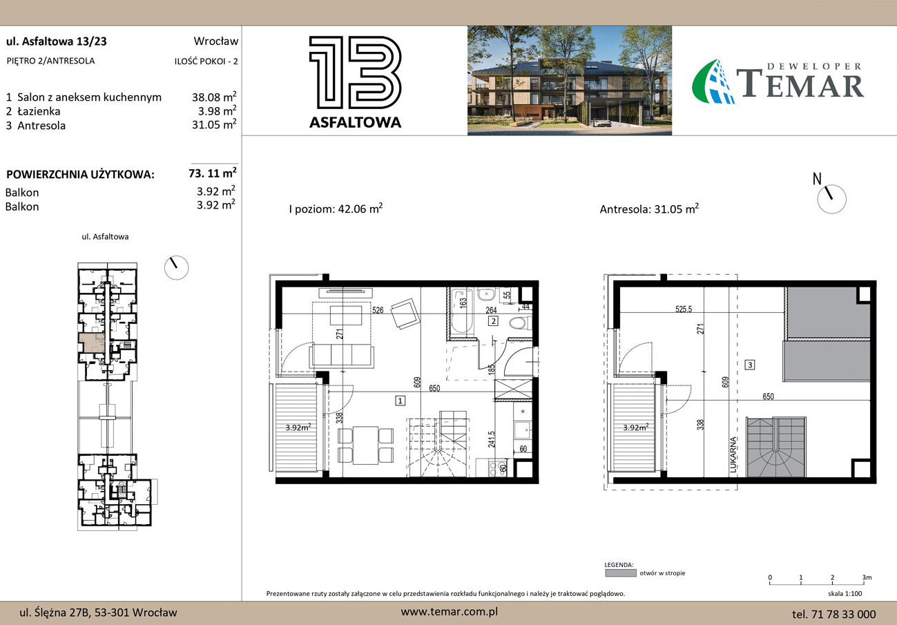 Mieszkanie 73,11 m², piętro 2, oferta nr 13/23, ASFALTOWA 13, Wrocław, Wojszyce, Krzyki, ul. Asfaltowa 13-idx