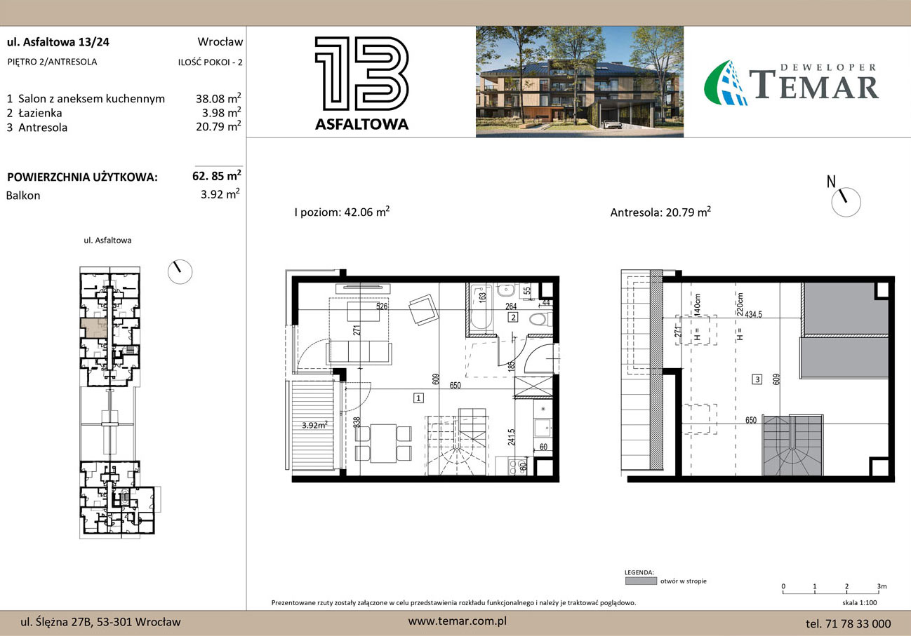 Mieszkanie 62,85 m², piętro 2, oferta nr 13/24, ASFALTOWA 13, Wrocław, Wojszyce, Krzyki, ul. Asfaltowa 13-idx