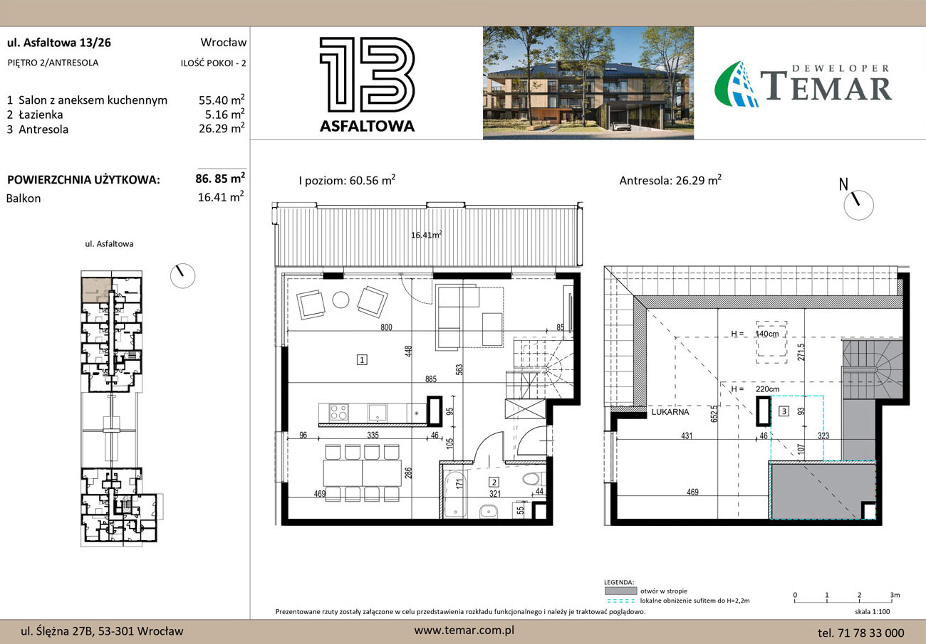 Mieszkanie 86,85 m², piętro 2, oferta nr 13/26, ASFALTOWA 13, Wrocław, Wojszyce, Krzyki, ul. Asfaltowa 13-idx