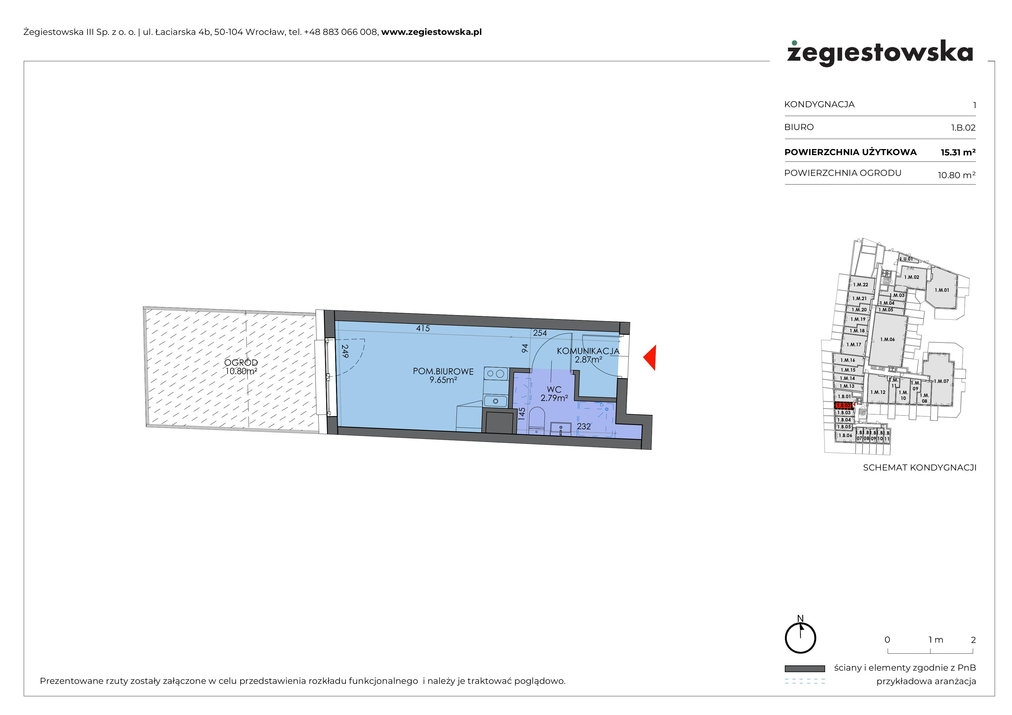 Mieszkanie 15,31 m², parter, oferta nr 1.B.02, Żegiestowska, Wrocław, Gaj, Krzyki, ul. Żegiestowska 3-idx