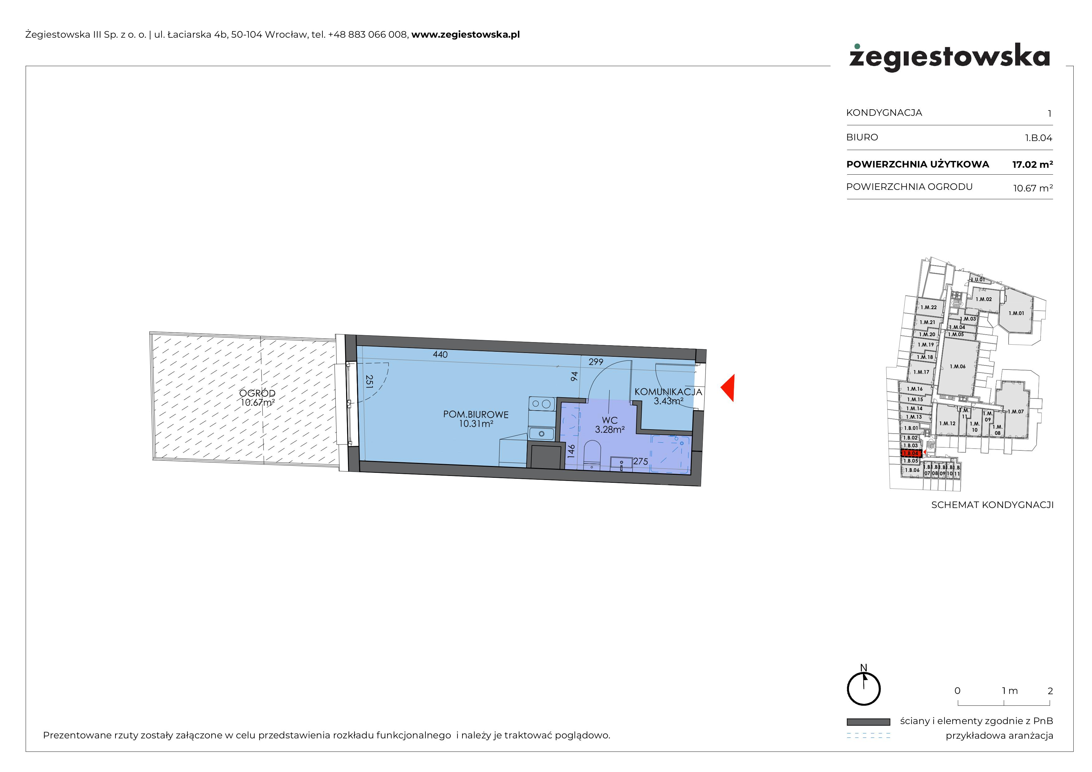 Mieszkanie 17,02 m², parter, oferta nr 1.B.04, Żegiestowska, Wrocław, Gaj, Krzyki, ul. Żegiestowska 3-idx