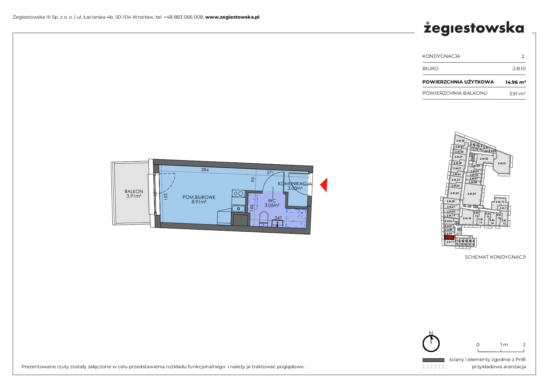 Mieszkanie 14,96 m², piętro 1, oferta nr 2.B.10, Żegiestowska, Wrocław, Gaj, Krzyki, ul. Żegiestowska 3-idx