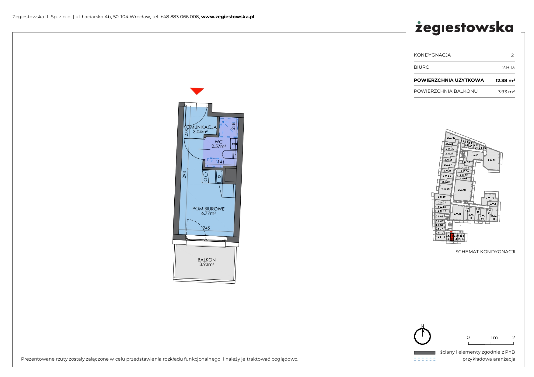 Mieszkanie 12,38 m², piętro 1, oferta nr 2.B.13, Żegiestowska, Wrocław, Gaj, Krzyki, ul. Żegiestowska 3-idx