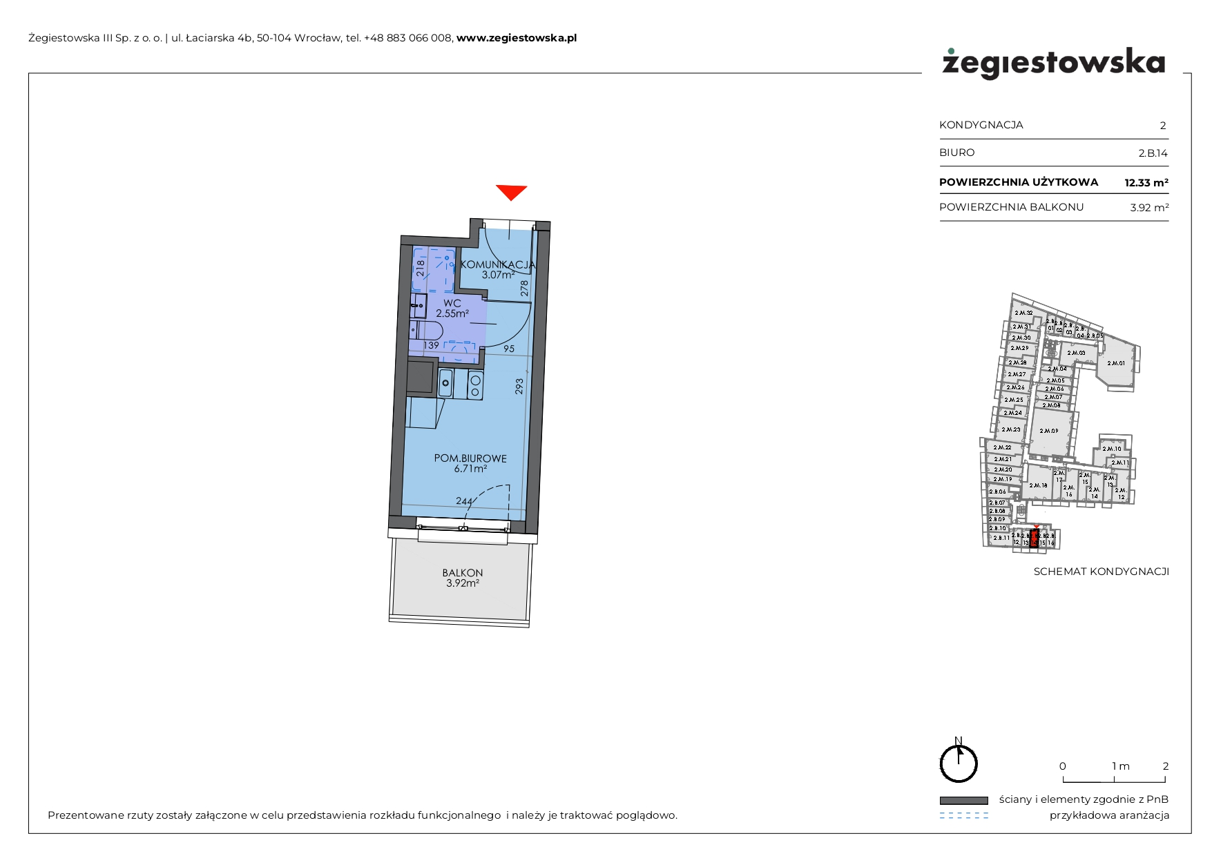 Mieszkanie 12,33 m², piętro 1, oferta nr 2.B.14, Żegiestowska, Wrocław, Gaj, Krzyki, ul. Żegiestowska 3-idx