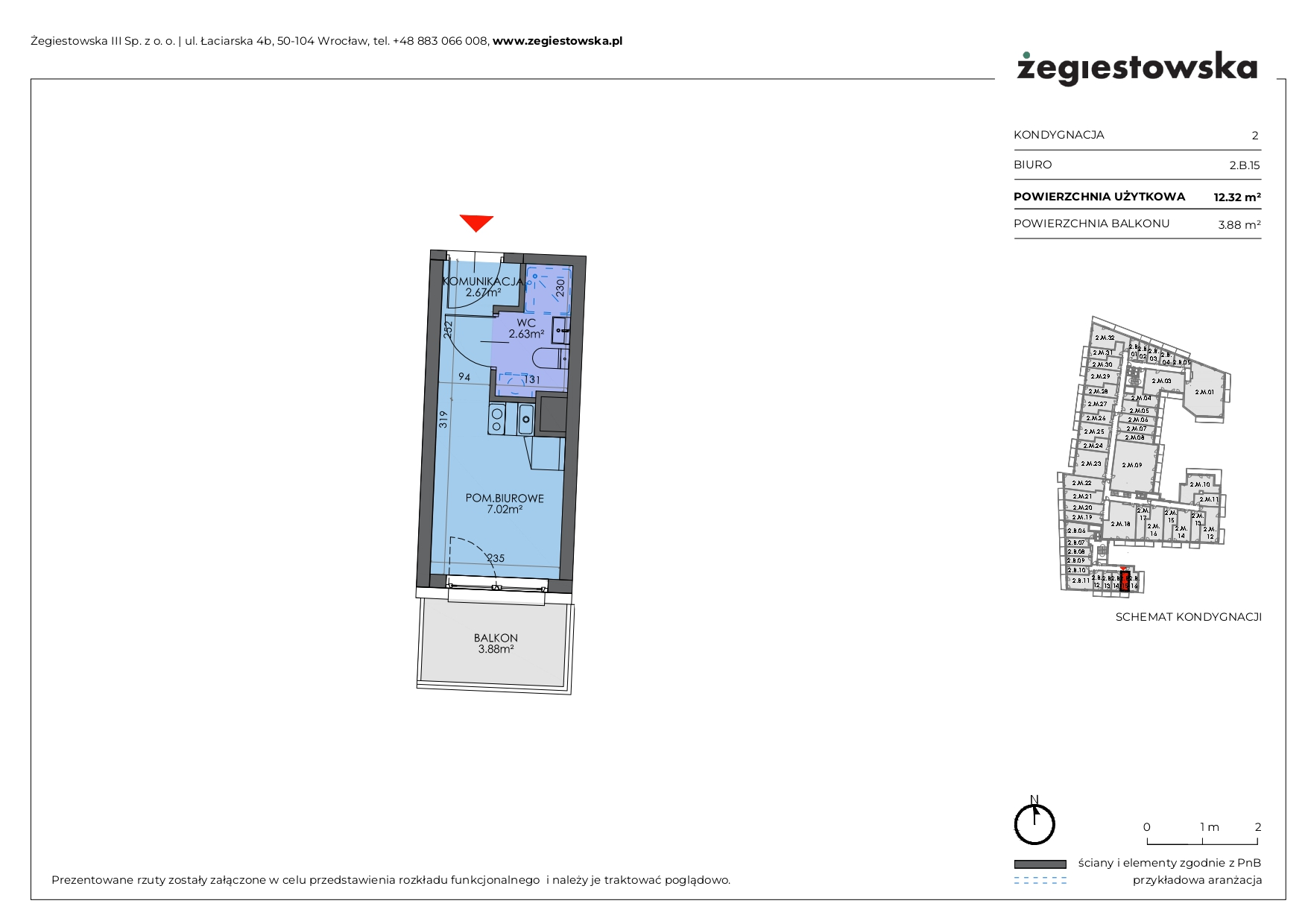 Mieszkanie 12,32 m², piętro 1, oferta nr 2.B.15, Żegiestowska, Wrocław, Gaj, Krzyki, ul. Żegiestowska 3-idx