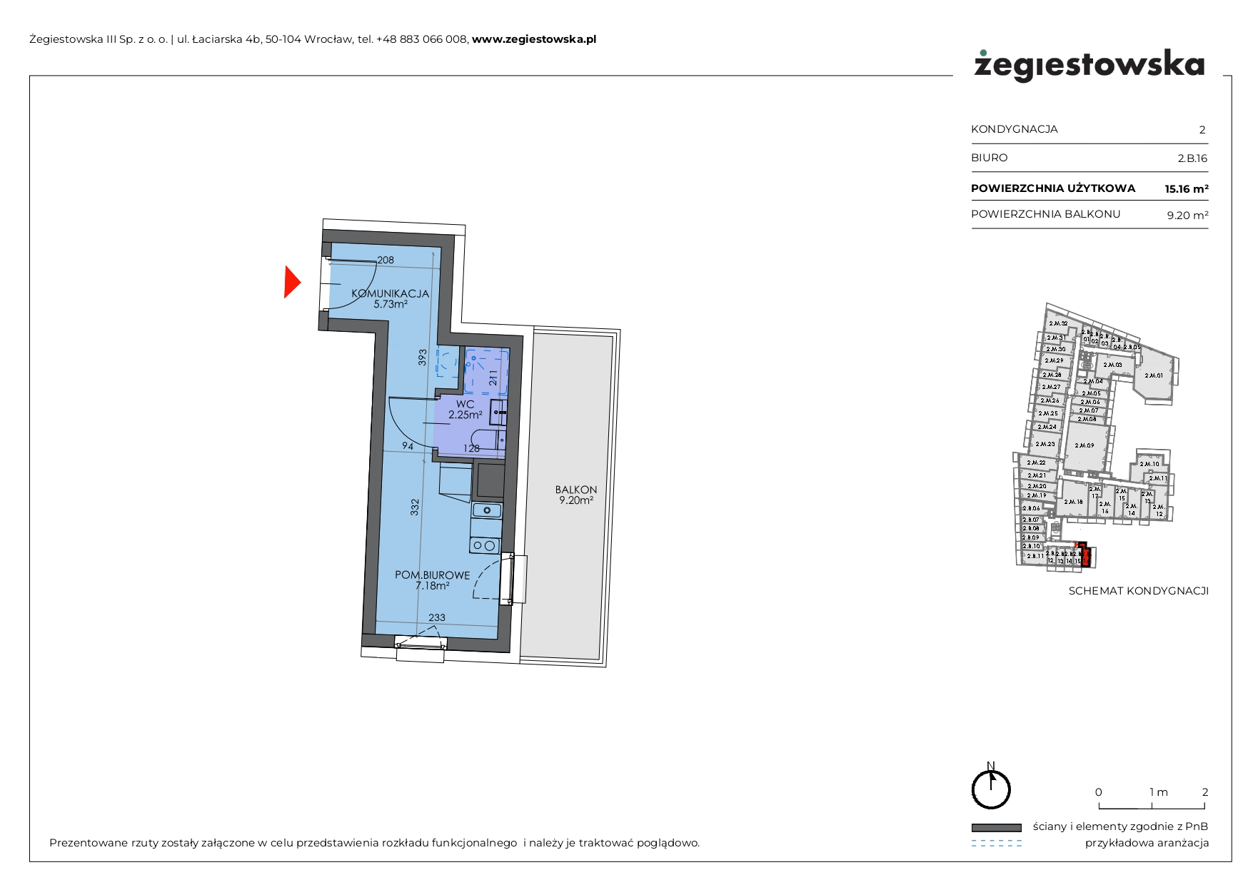 Mieszkanie 15,16 m², piętro 1, oferta nr 2.B.16, Żegiestowska, Wrocław, Gaj, Krzyki, ul. Żegiestowska 3-idx