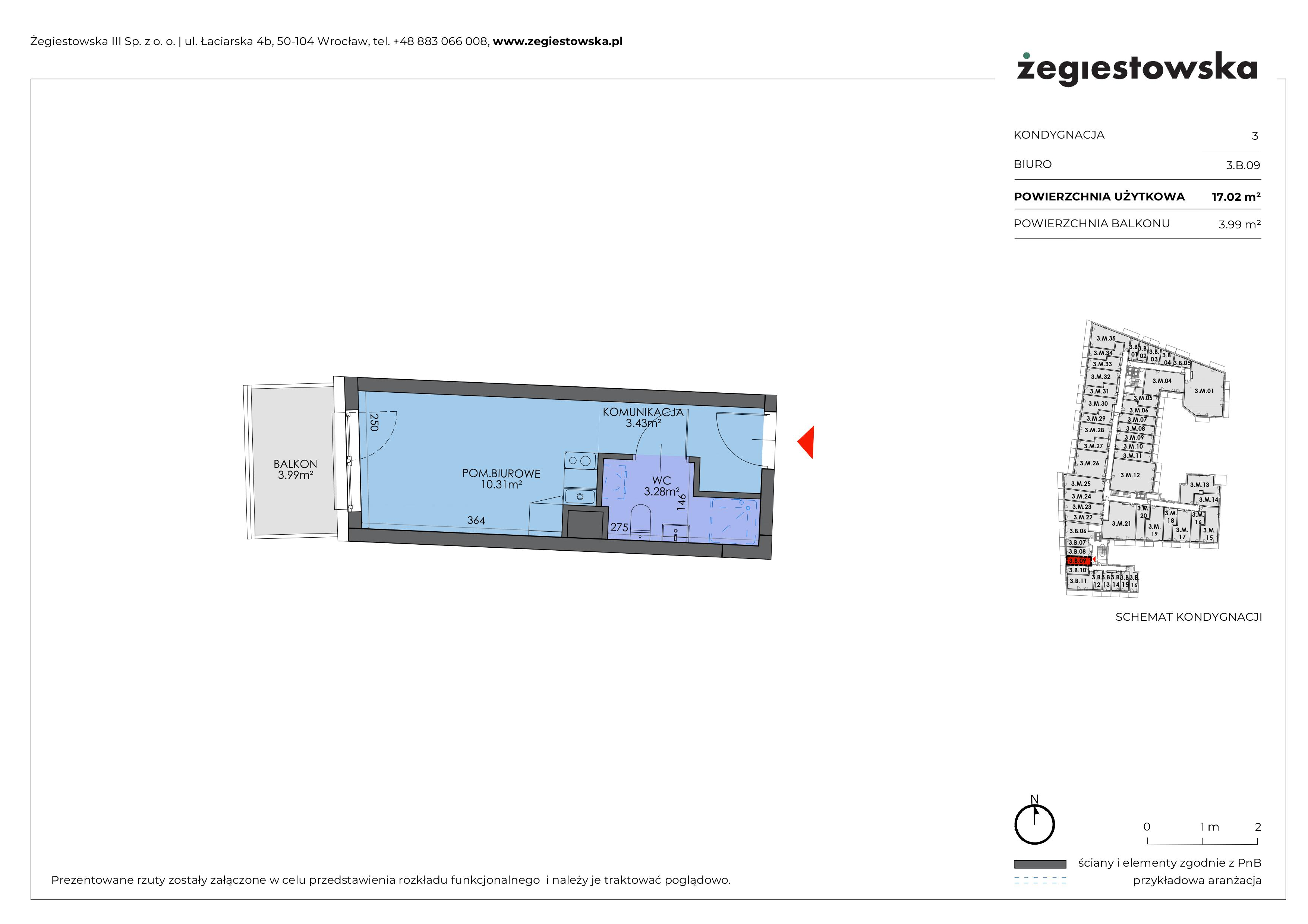 Mieszkanie 17,02 m², piętro 2, oferta nr 3.B.09, Żegiestowska, Wrocław, Gaj, Krzyki, ul. Żegiestowska 3-idx