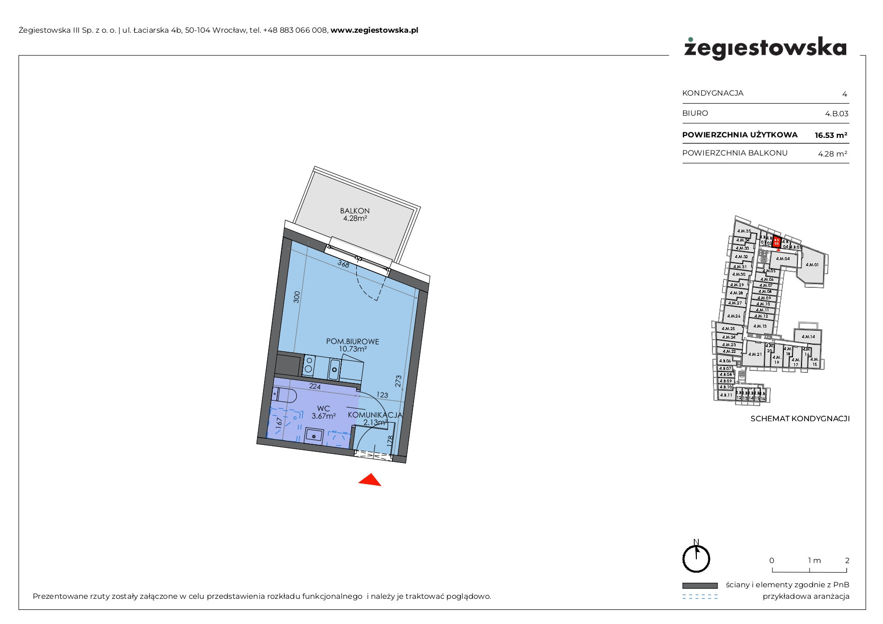 Mieszkanie 16,53 m², piętro 3, oferta nr 4.B.03, Żegiestowska, Wrocław, Gaj, Krzyki, ul. Żegiestowska 3-idx