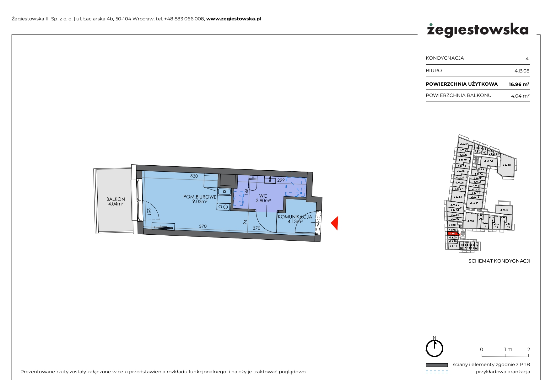 Mieszkanie 16,96 m², piętro 3, oferta nr 4.B.08, Żegiestowska, Wrocław, Gaj, Krzyki, ul. Żegiestowska 3-idx