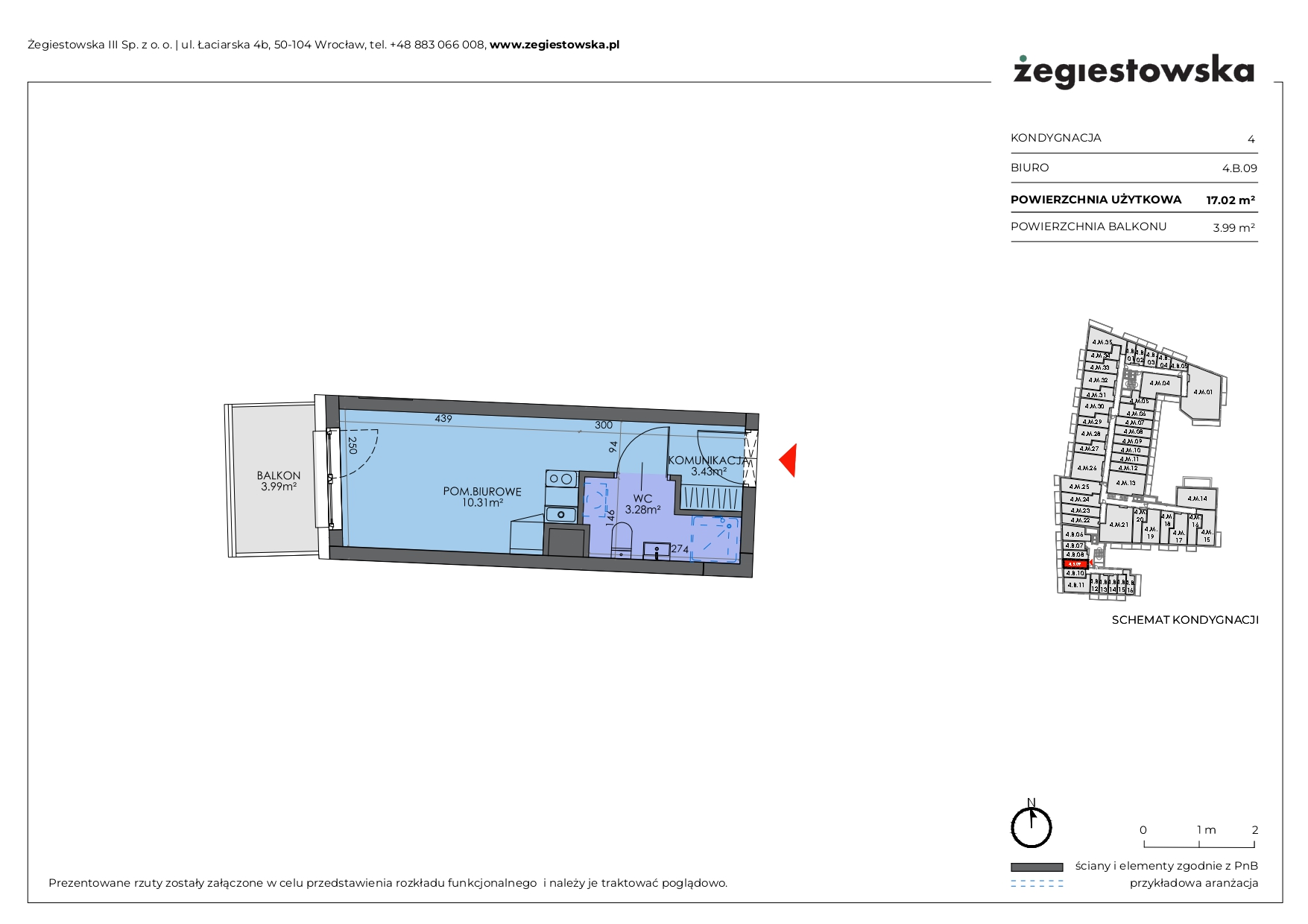 Mieszkanie 17,02 m², piętro 3, oferta nr 4.B.09, Żegiestowska, Wrocław, Gaj, Krzyki, ul. Żegiestowska 3-idx