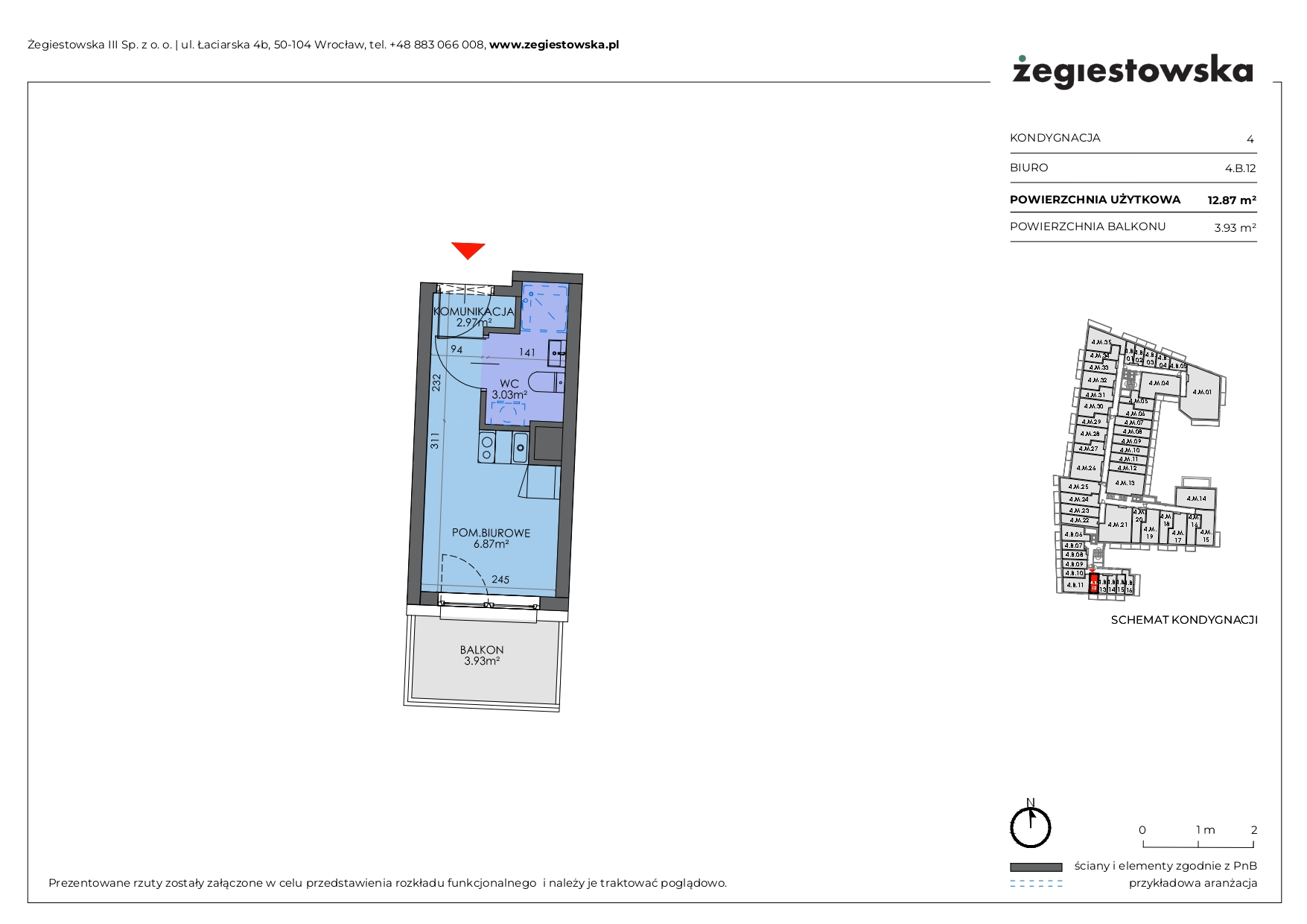 Mieszkanie 12,87 m², piętro 3, oferta nr 4.B.12, Żegiestowska, Wrocław, Gaj, Krzyki, ul. Żegiestowska 3-idx