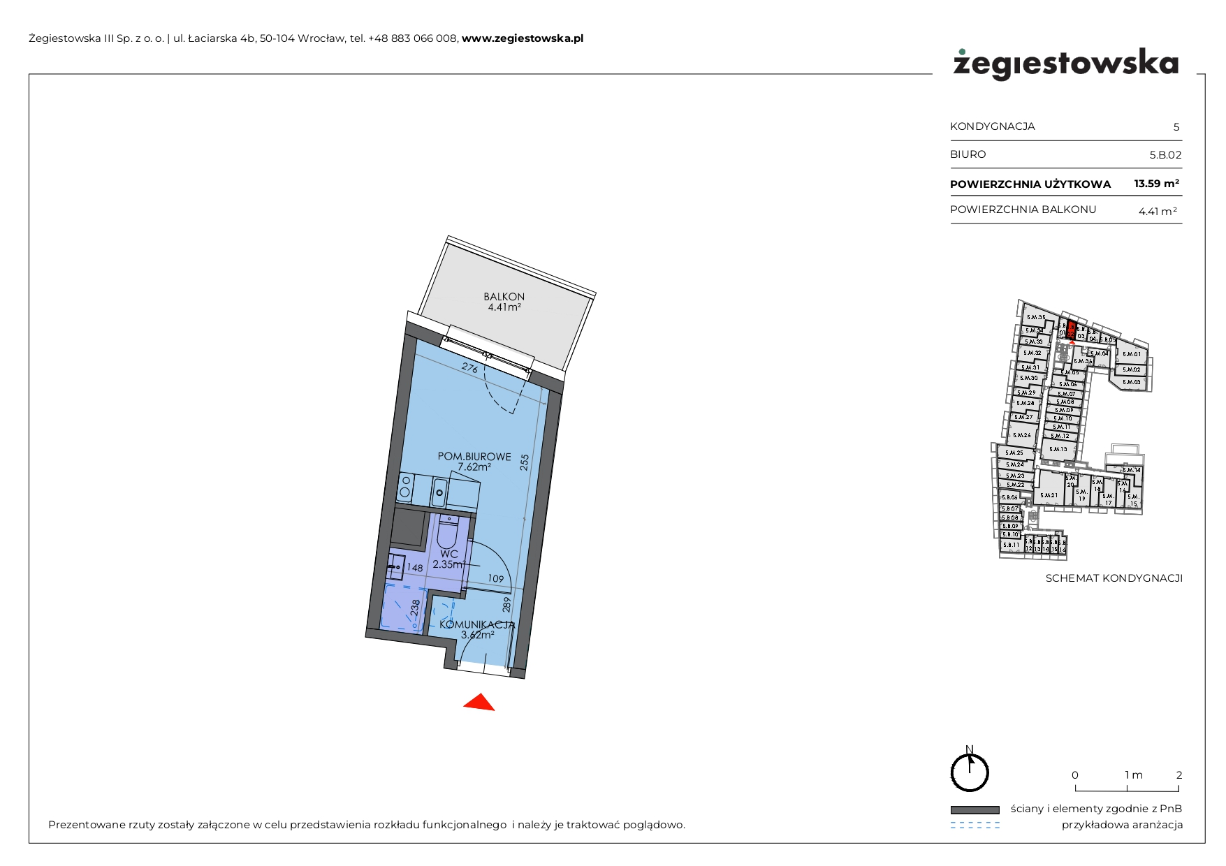 Mieszkanie 13,59 m², piętro 4, oferta nr 5.B.02, Żegiestowska, Wrocław, Gaj, Krzyki, ul. Żegiestowska 3-idx