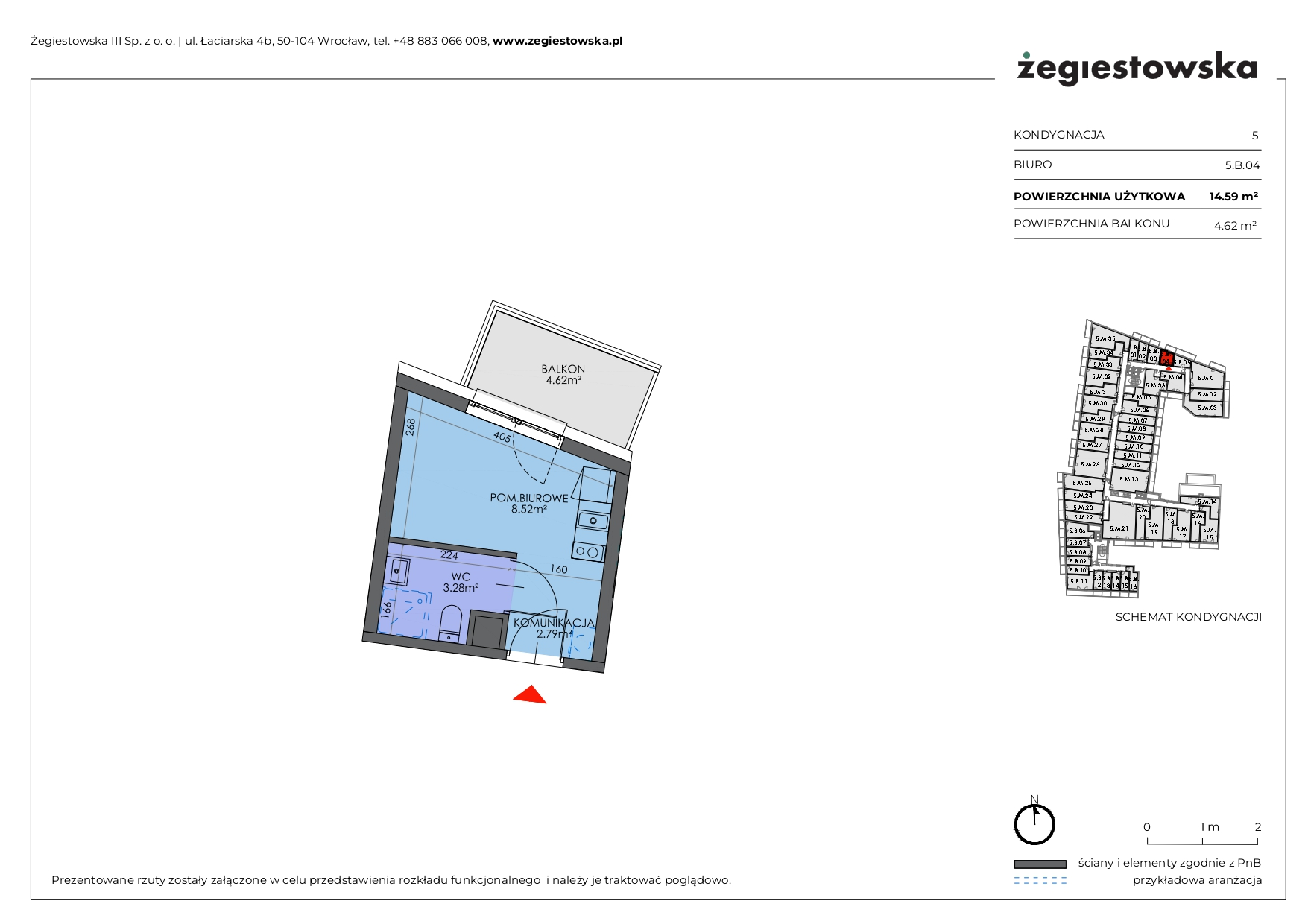 Mieszkanie 14,59 m², piętro 4, oferta nr 5.B.04, Żegiestowska, Wrocław, Gaj, Krzyki, ul. Żegiestowska 3-idx