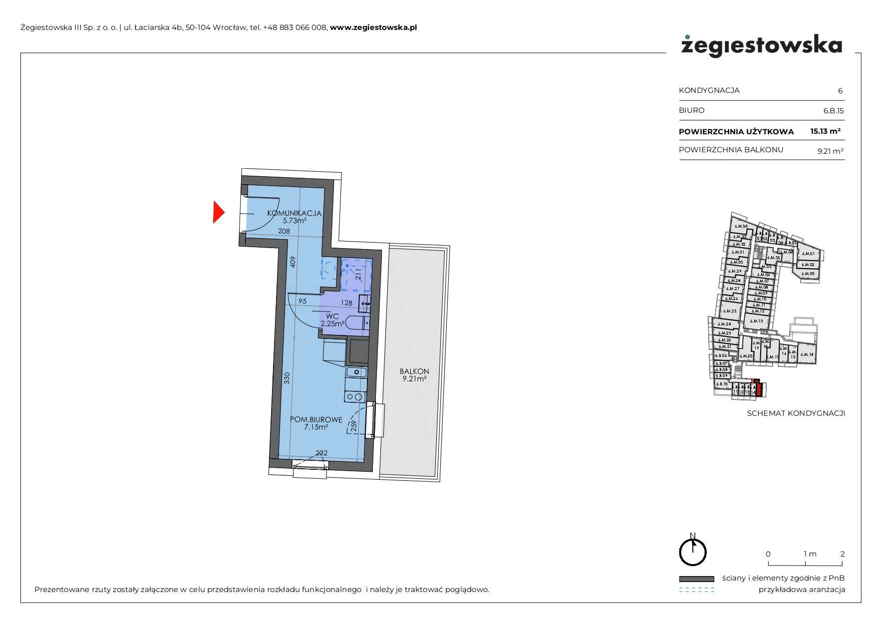 Mieszkanie 15,13 m², piętro 5, oferta nr 6.B.15, Żegiestowska, Wrocław, Gaj, Krzyki, ul. Żegiestowska 3-idx