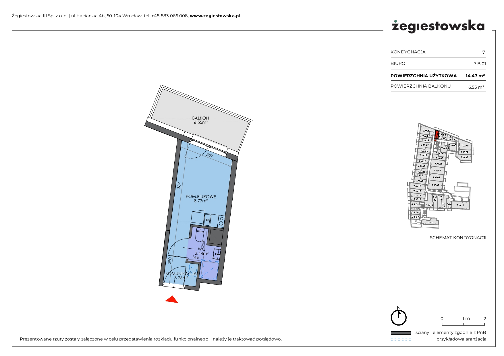 Mieszkanie 14,47 m², piętro 6, oferta nr 7.B.01, Żegiestowska, Wrocław, Gaj, Krzyki, ul. Żegiestowska 3-idx