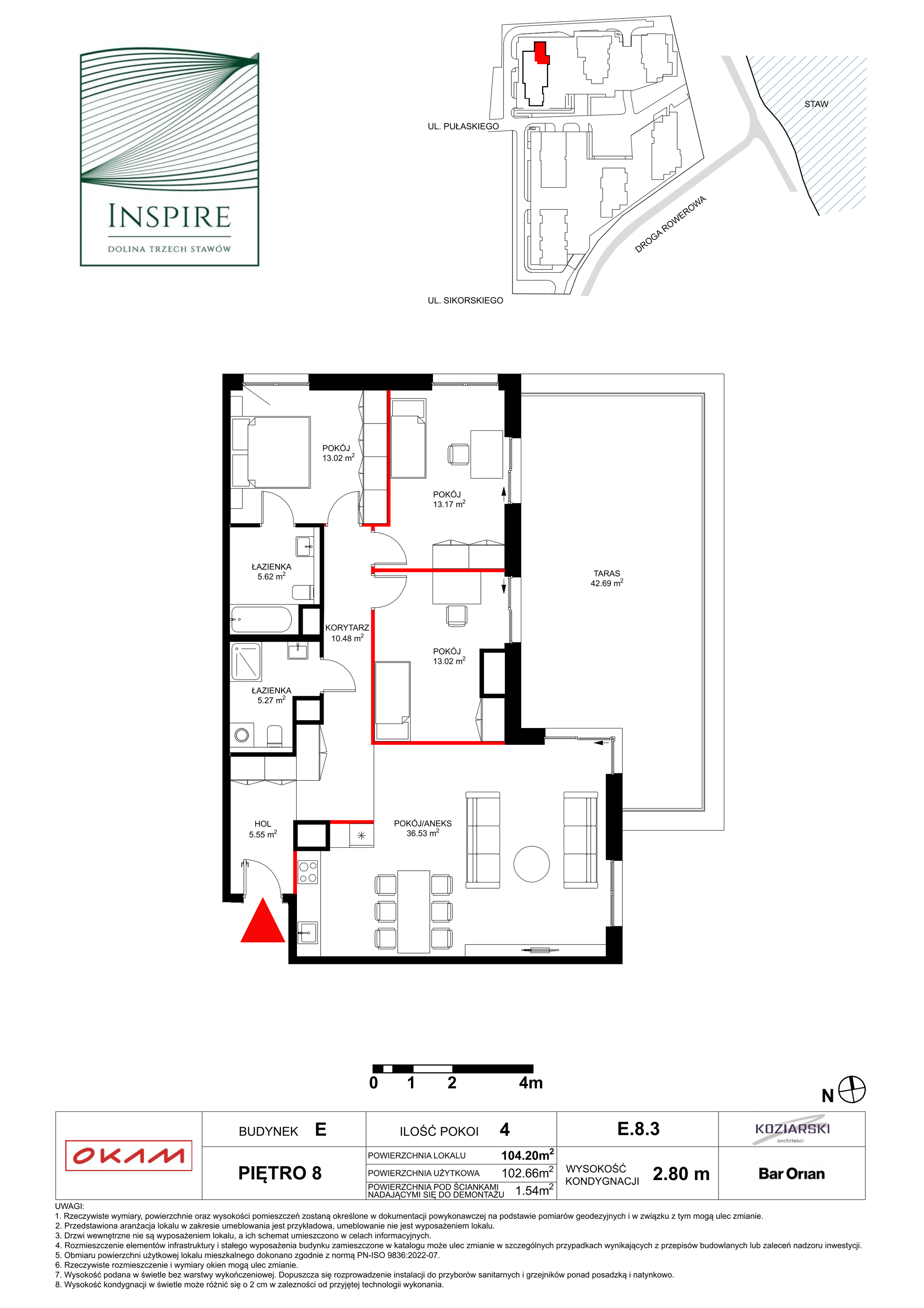 Mieszkanie 102,66 m², piętro 8, oferta nr E.8.3, Inspire, Katowice, Osiedle Paderewskiego-Muchowiec, Dolina Trzech Stawów, ul. gen. Sikorskiego 41-idx