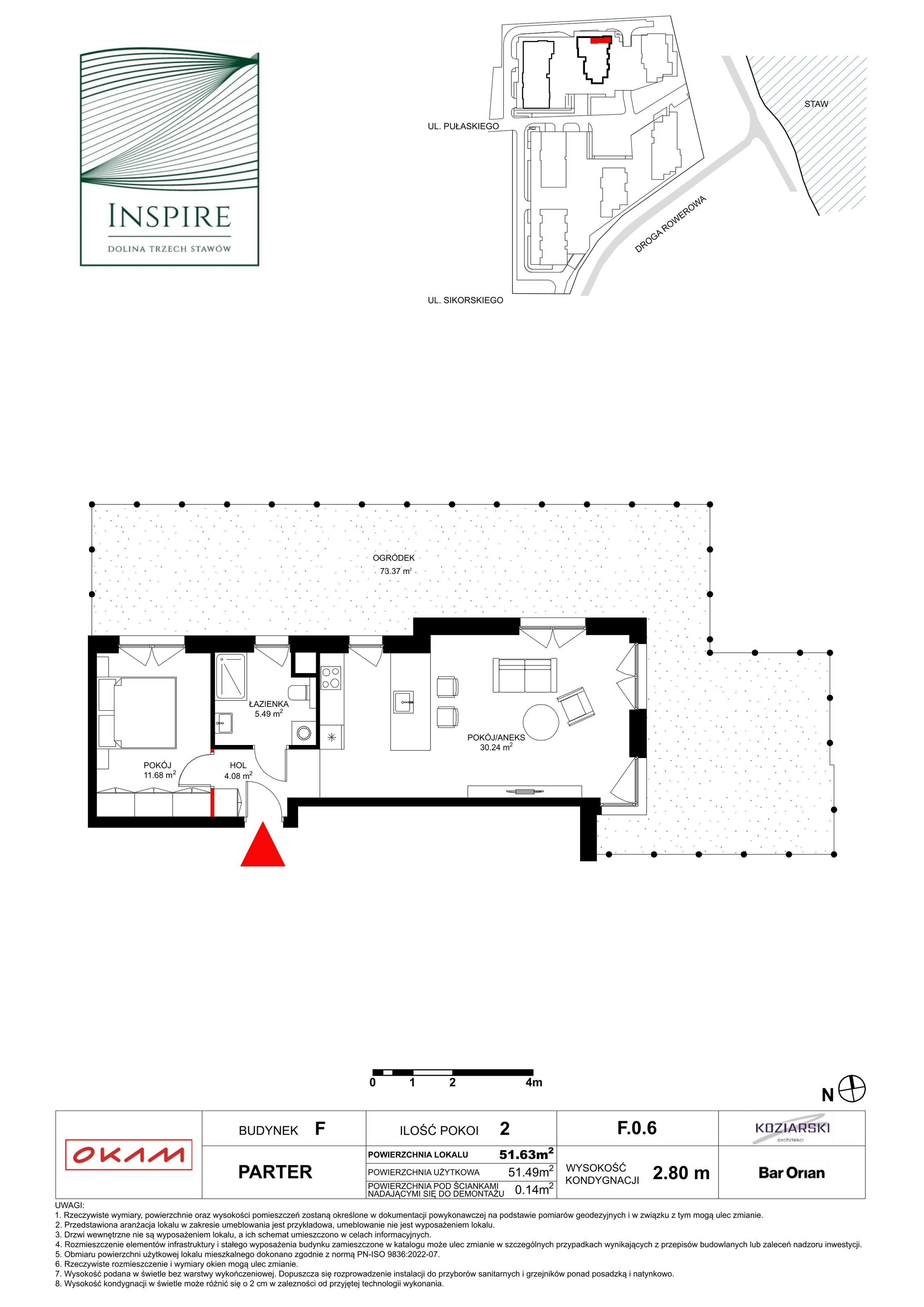 Mieszkanie 50,99 m², parter, oferta nr F.0.6, Inspire, Katowice, Osiedle Paderewskiego-Muchowiec, Dolina Trzech Stawów, ul. gen. Sikorskiego 41-idx