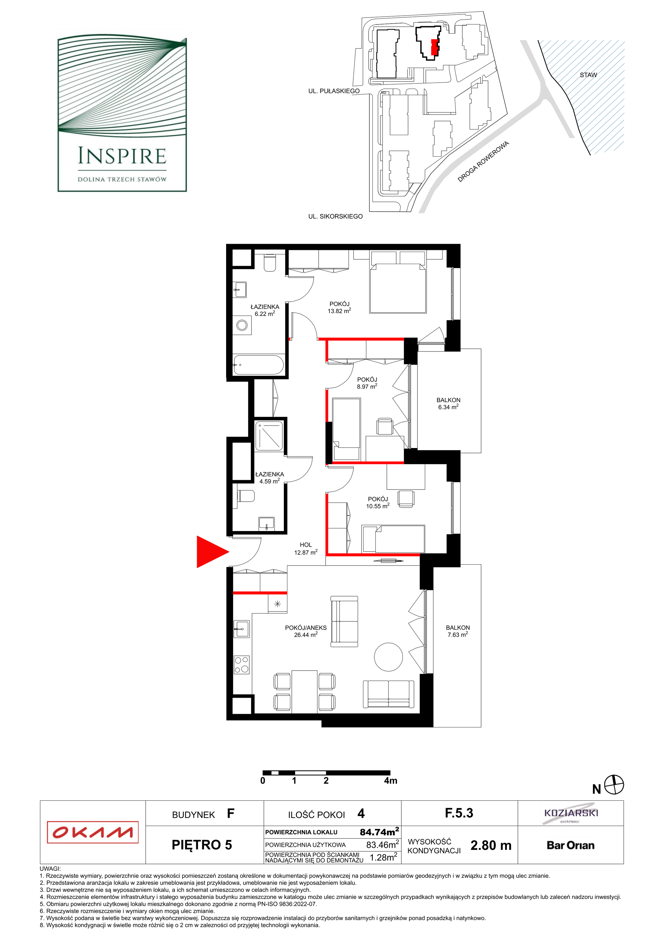 Mieszkanie 82,52 m², piętro 5, oferta nr F.5.3, Inspire, Katowice, Osiedle Paderewskiego-Muchowiec, Dolina Trzech Stawów, ul. gen. Sikorskiego 41-idx