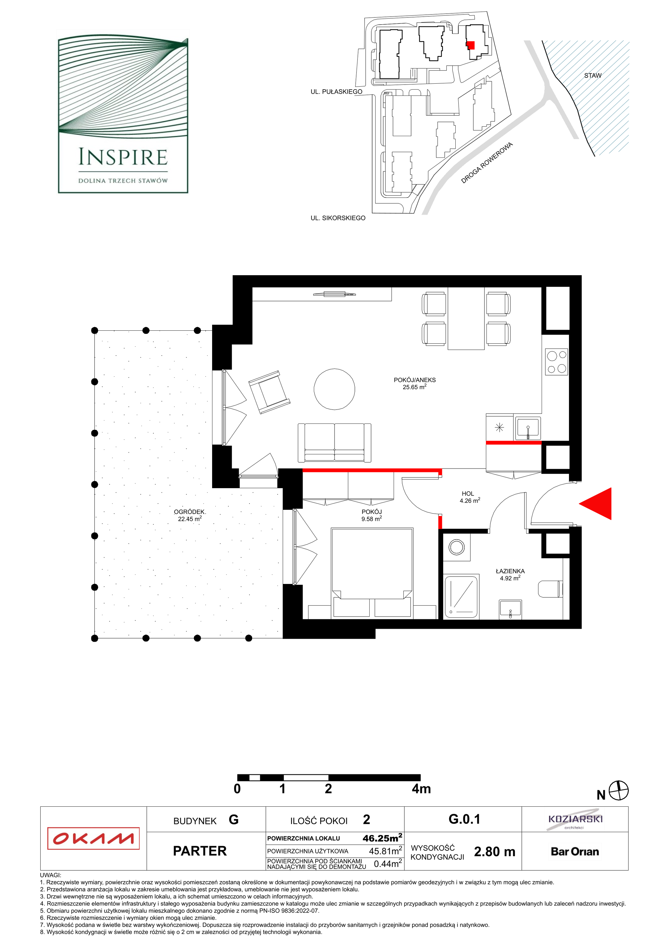 Mieszkanie 45,81 m², parter, oferta nr G.0.1, Inspire, Katowice, Osiedle Paderewskiego-Muchowiec, Dolina Trzech Stawów, ul. gen. Sikorskiego 41-idx