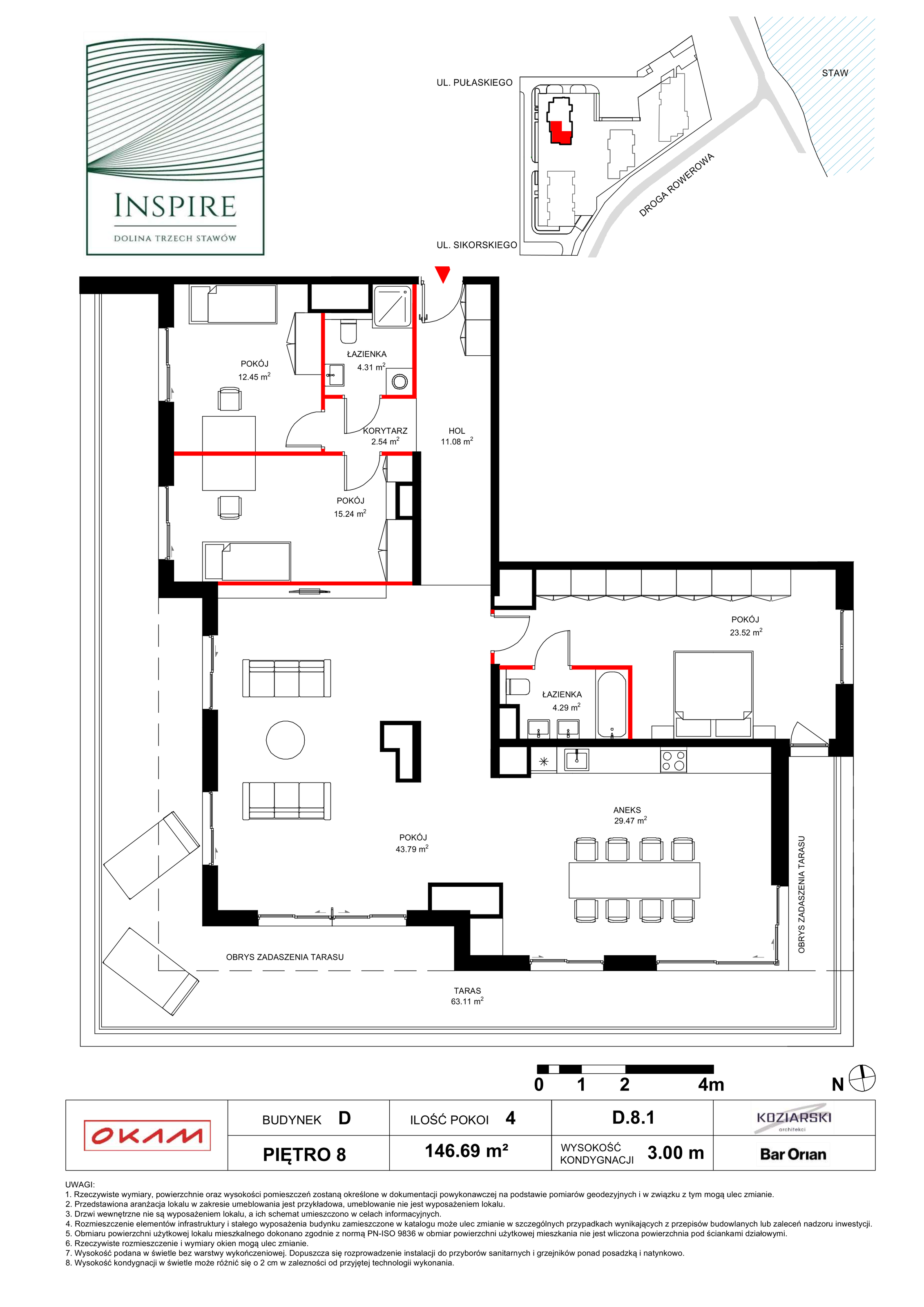 Penthouse 146,69 m², piętro 8, oferta nr D.8.1, Inspire, Katowice, Osiedle Paderewskiego-Muchowiec, Dolina Trzech Stawów, ul. gen. Sikorskiego 41-idx