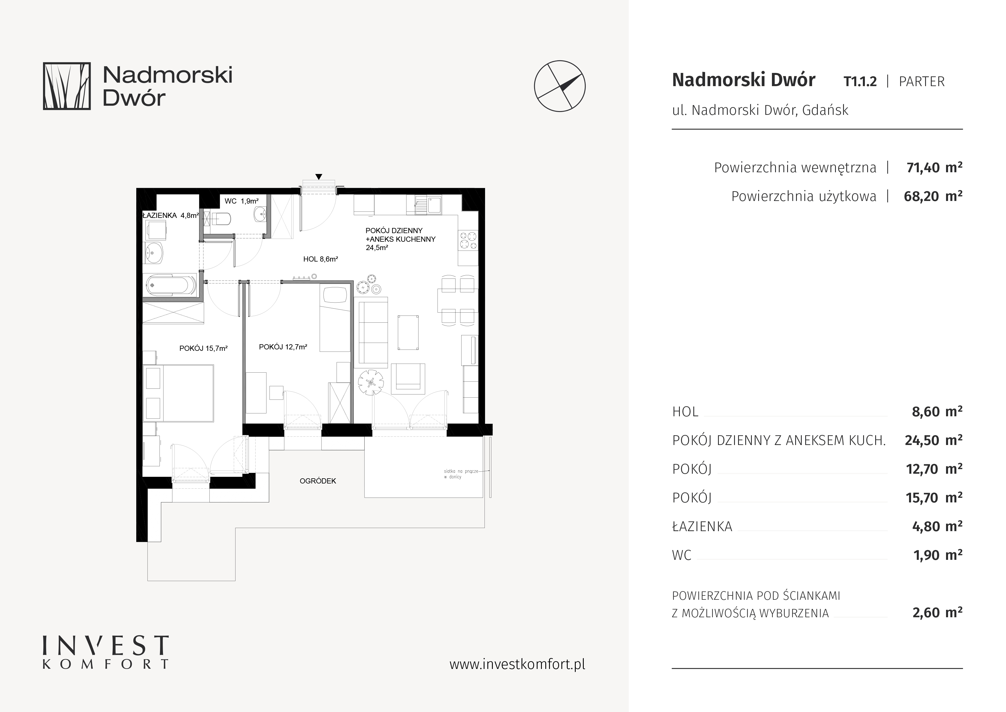 Mieszkanie 71,40 m², parter, oferta nr NAD3_T_T1.1.2, Nadmorski Dwór, Gdańsk, Brzeźno, ul. Nadmorski Dwór-idx