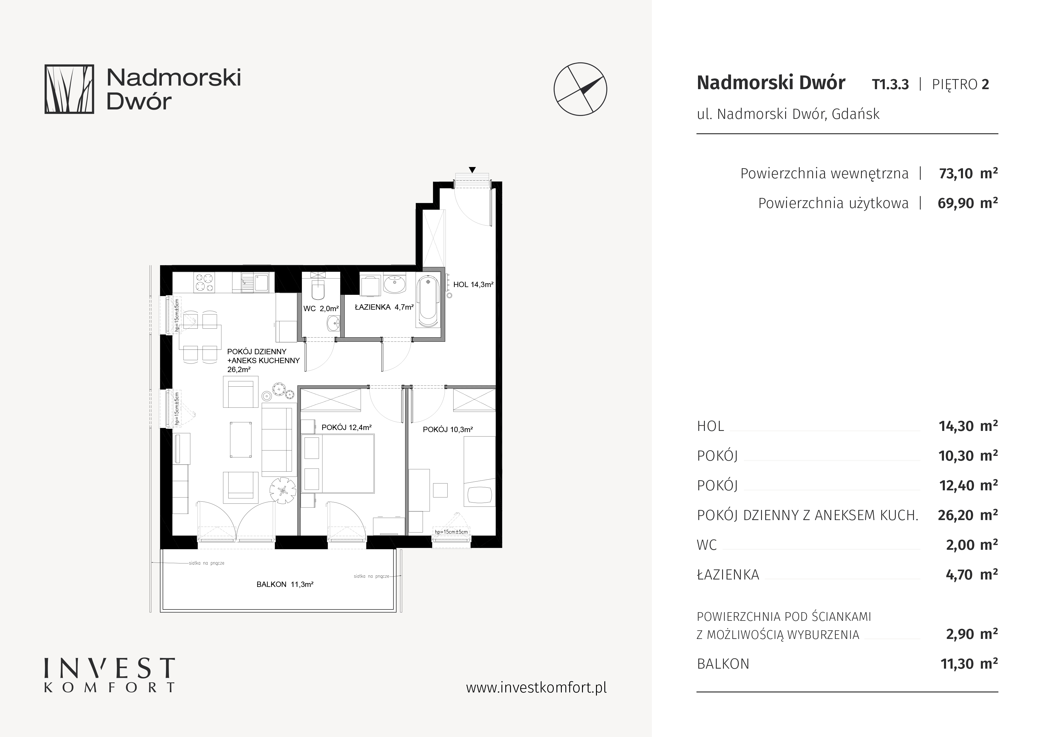 Mieszkanie 73,10 m², piętro 2, oferta nr NAD3_T_T1.3.3, Nadmorski Dwór, Gdańsk, Brzeźno, ul. Nadmorski Dwór-idx