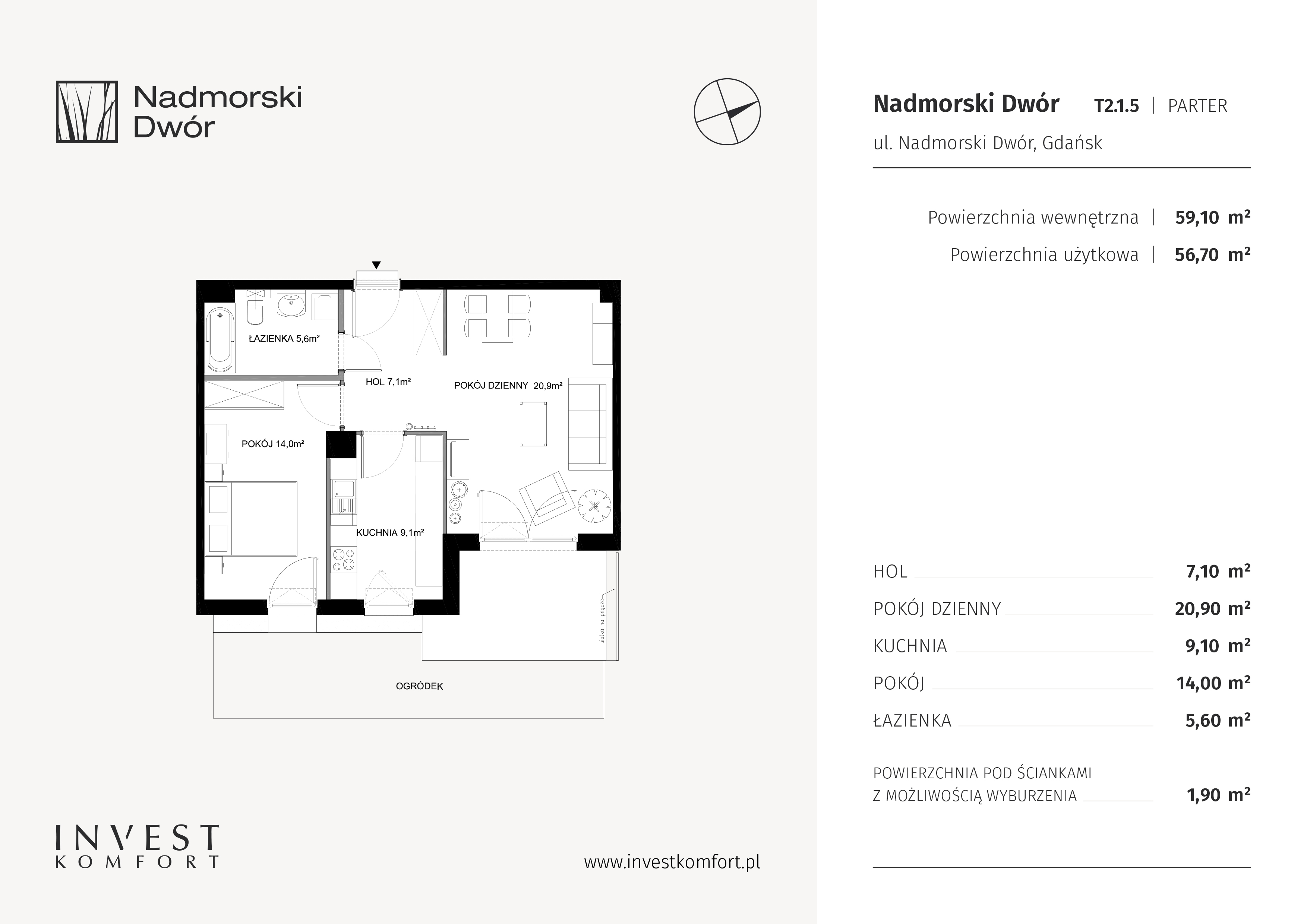 Mieszkanie 59,10 m², parter, oferta nr NAD3_T_T2.1.5, Nadmorski Dwór, Gdańsk, Brzeźno, ul. Nadmorski Dwór-idx