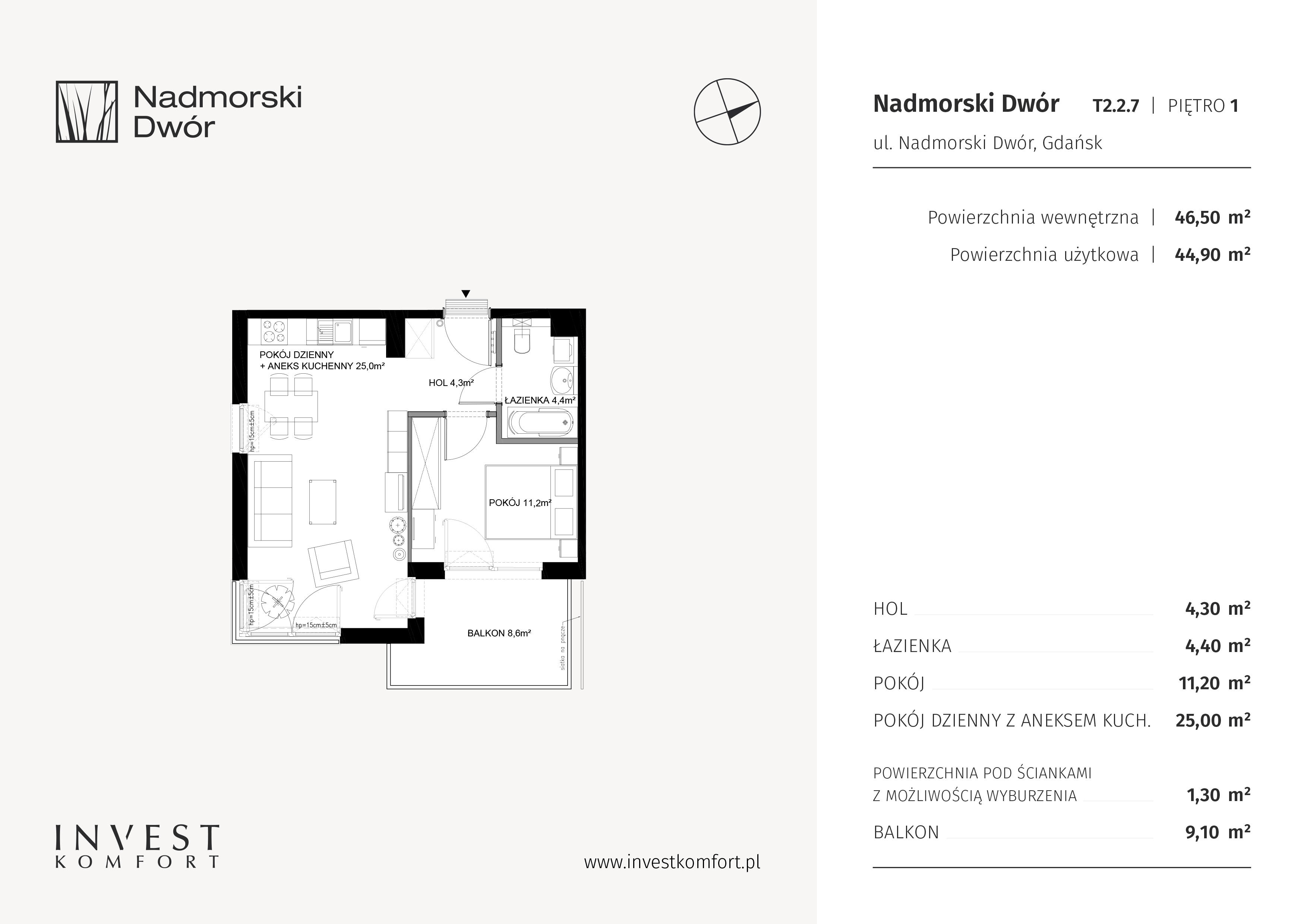 Mieszkanie 46,50 m², piętro 1, oferta nr NAD3_T_T2.2.7, Nadmorski Dwór, Gdańsk, Brzeźno, ul. Nadmorski Dwór-idx