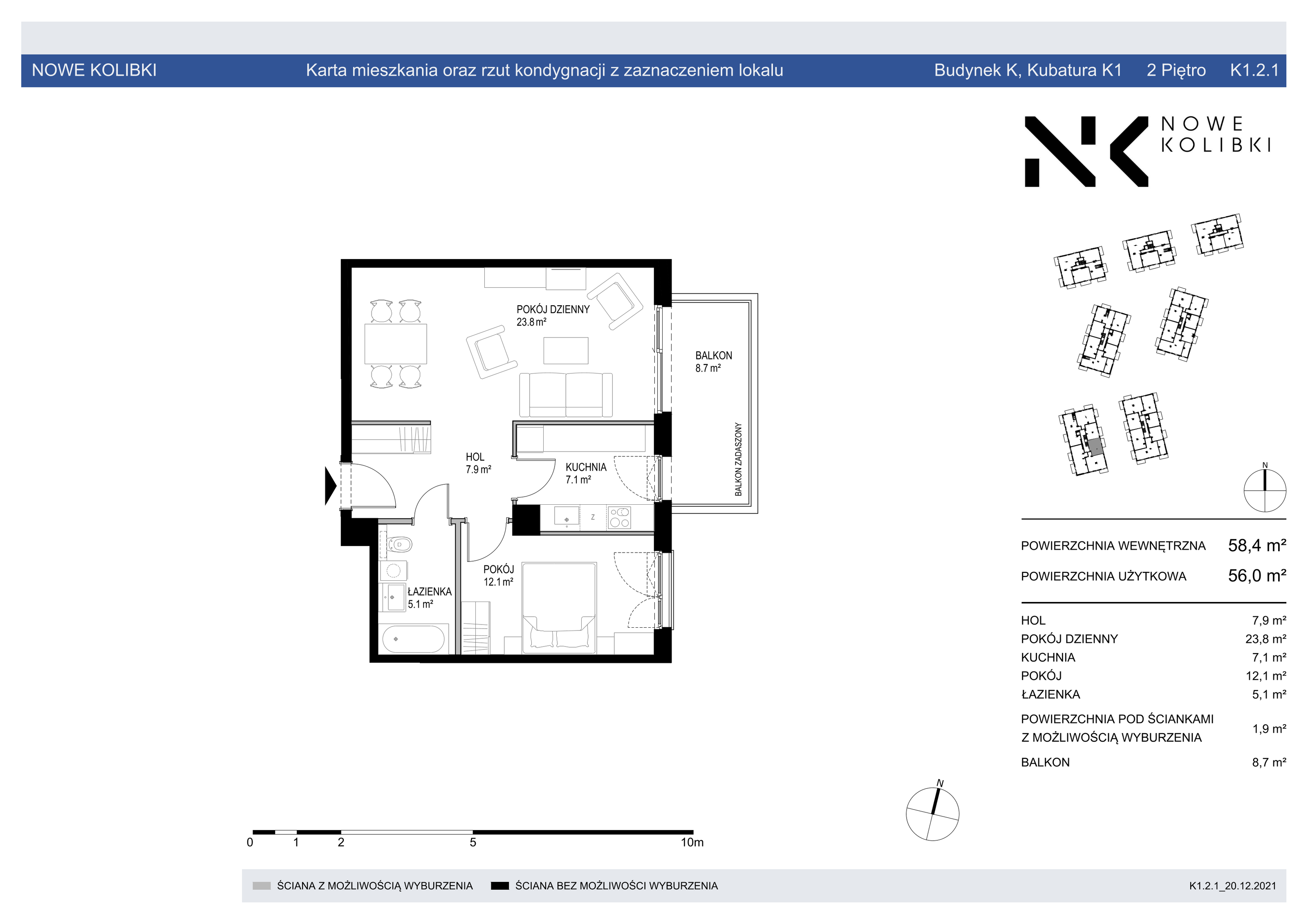 Apartament 58,40 m², piętro 2, oferta nr BER2_IJK_K1.2.1, Nowe Kolibki, Gdynia, Orłowo, Kolibki, ul. Bernadowska-idx