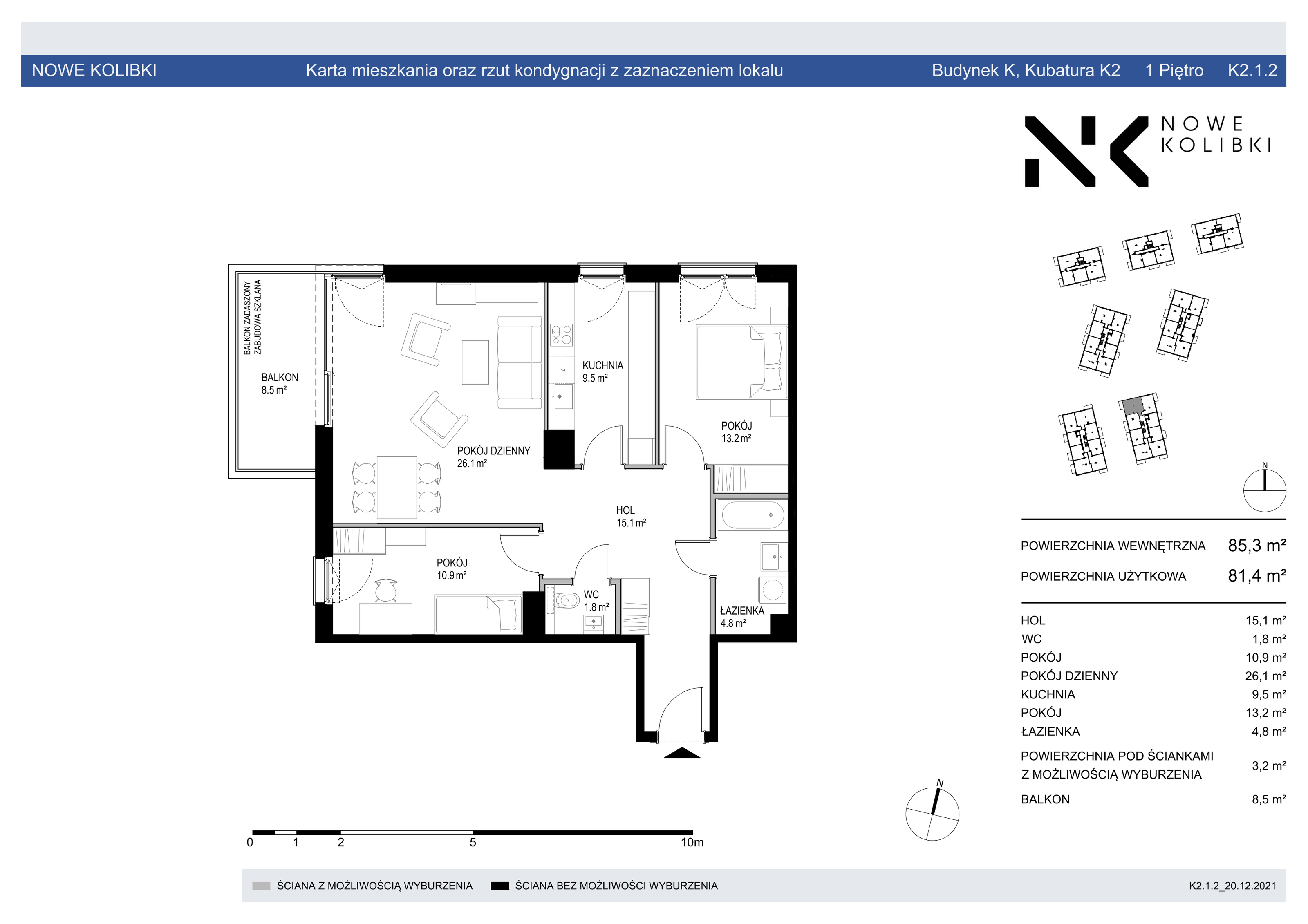 Apartament 85,30 m², piętro 1, oferta nr BER2_IJK_K2.1.2, Nowe Kolibki, Gdynia, Orłowo, Kolibki, ul. Bernadowska-idx