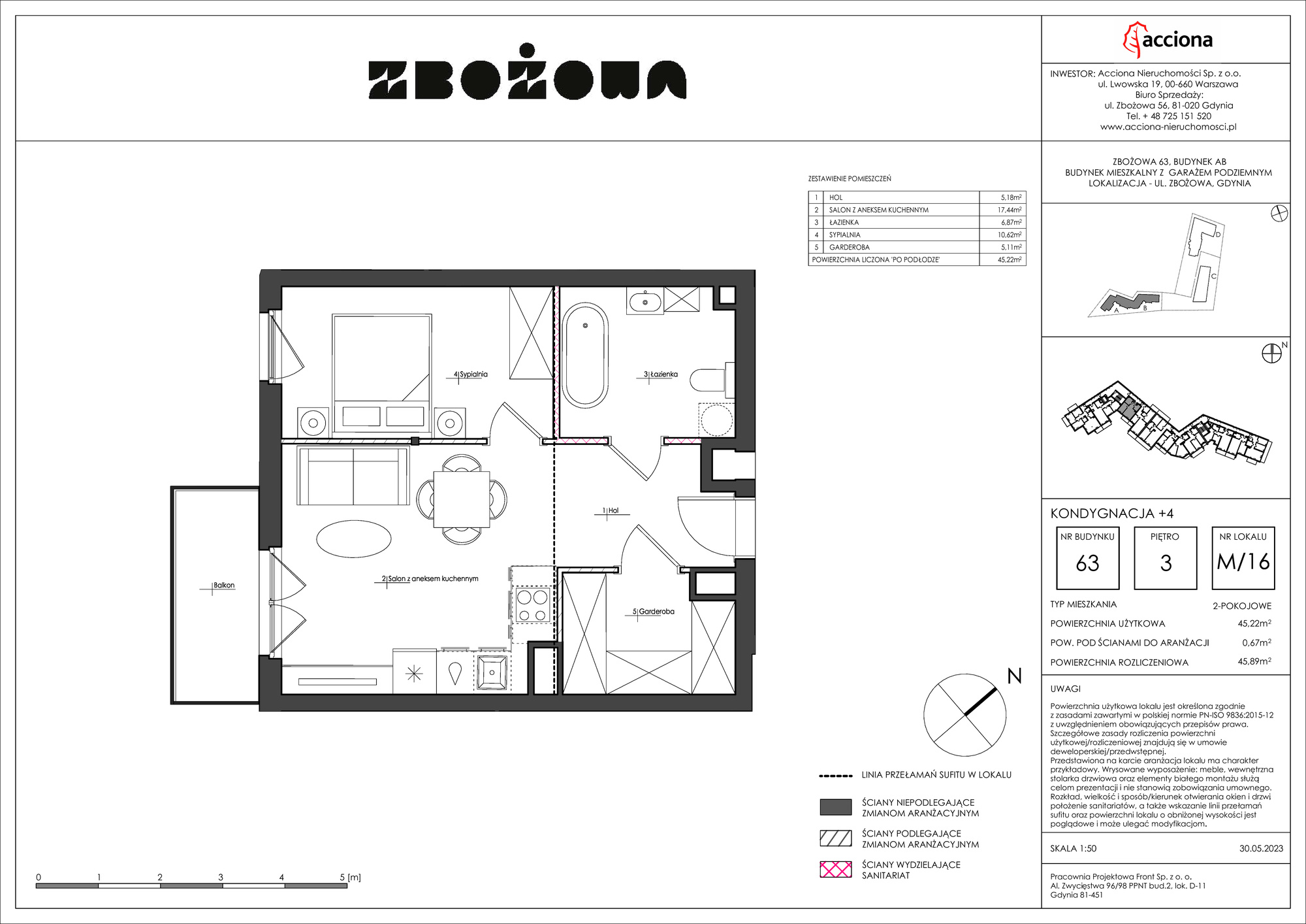 Mieszkanie 45,89 m², piętro 3, oferta nr 63.16, Zbożowa, Gdynia, Cisowa, ul. Zbożowa-idx