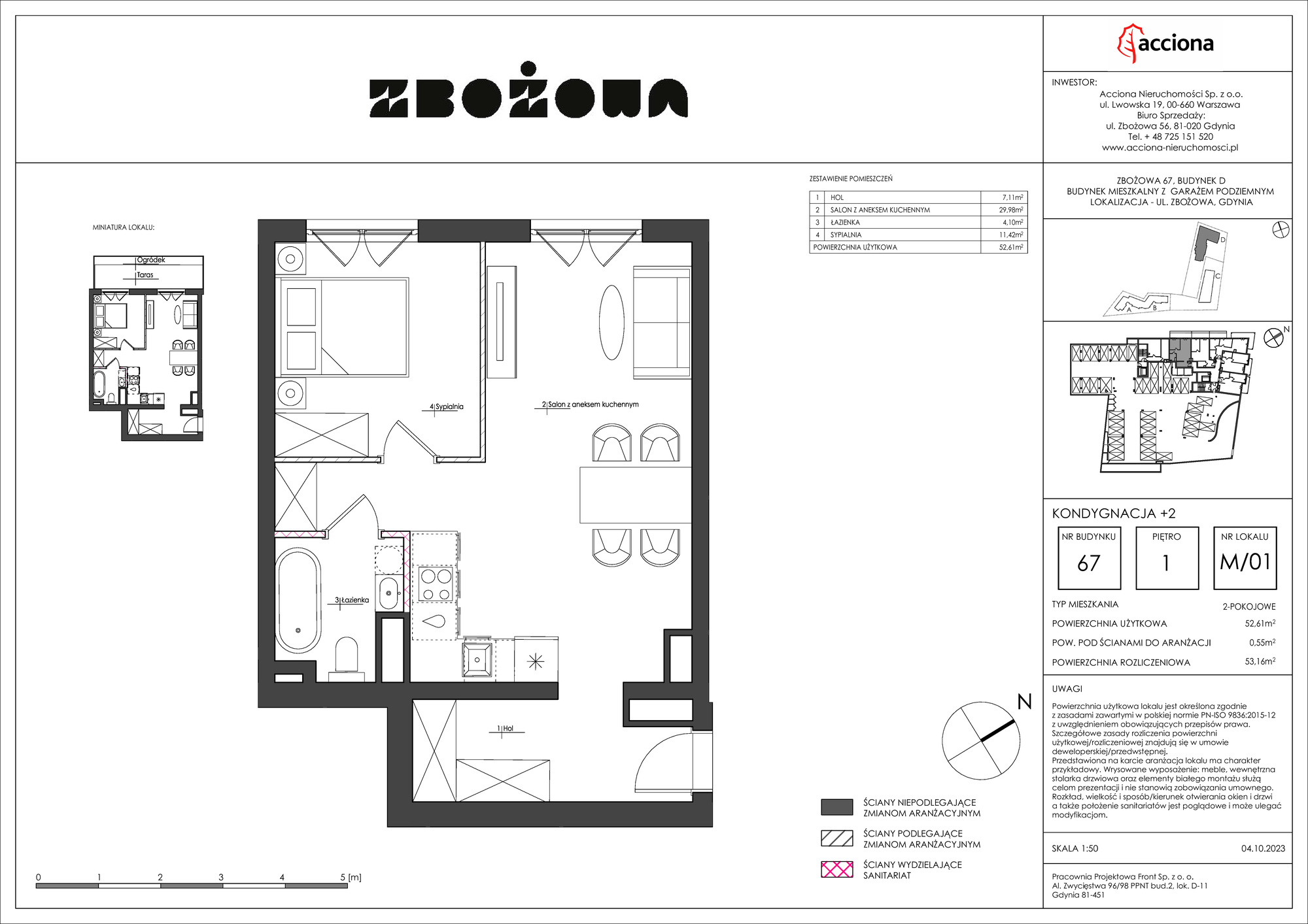 Mieszkanie 53,16 m², piętro 1, oferta nr 67.1, Zbożowa, Gdynia, Cisowa, ul. Zbożowa-idx