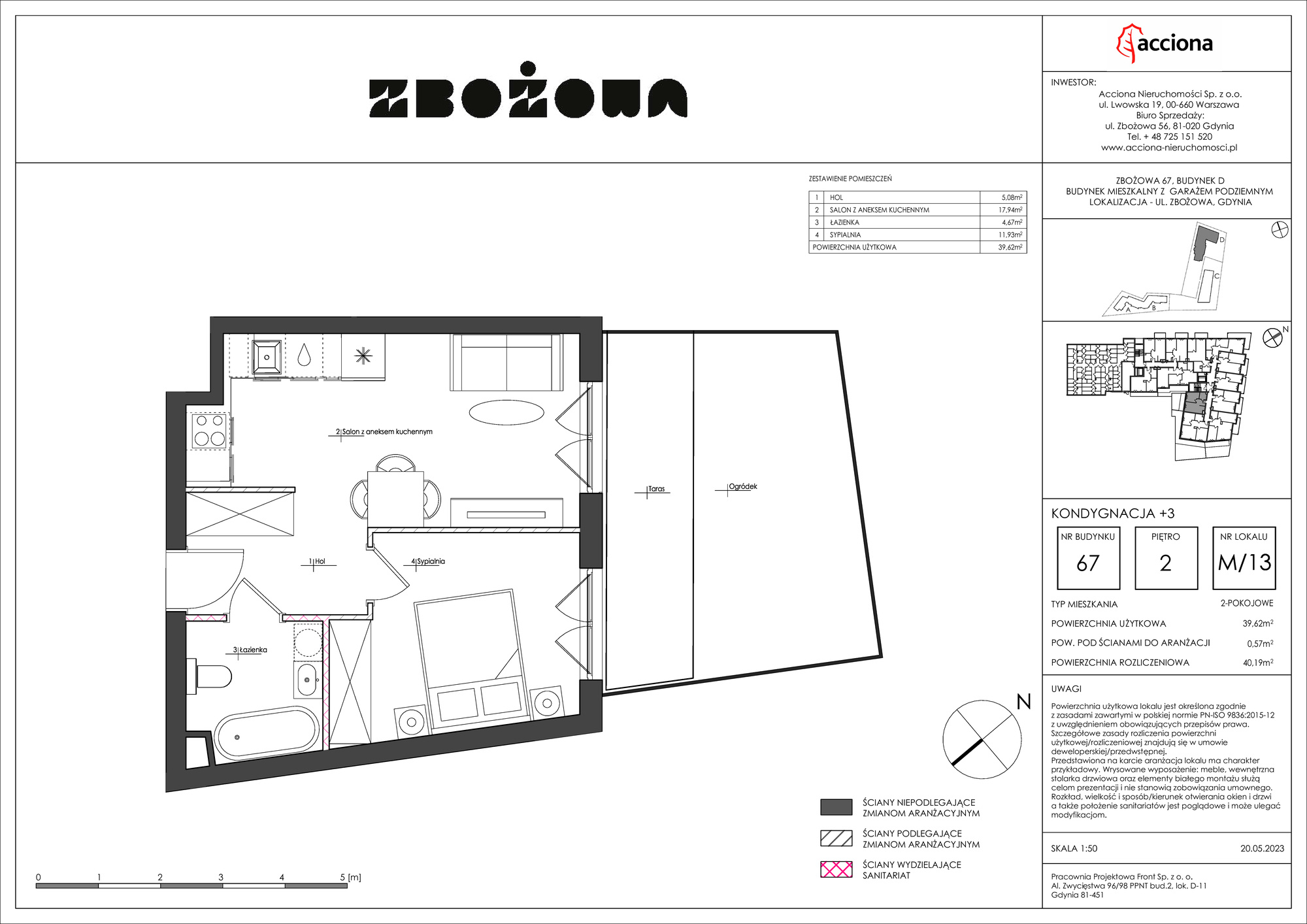 Mieszkanie 40,19 m², piętro 2, oferta nr 67.13, Zbożowa, Gdynia, Cisowa, ul. Zbożowa-idx