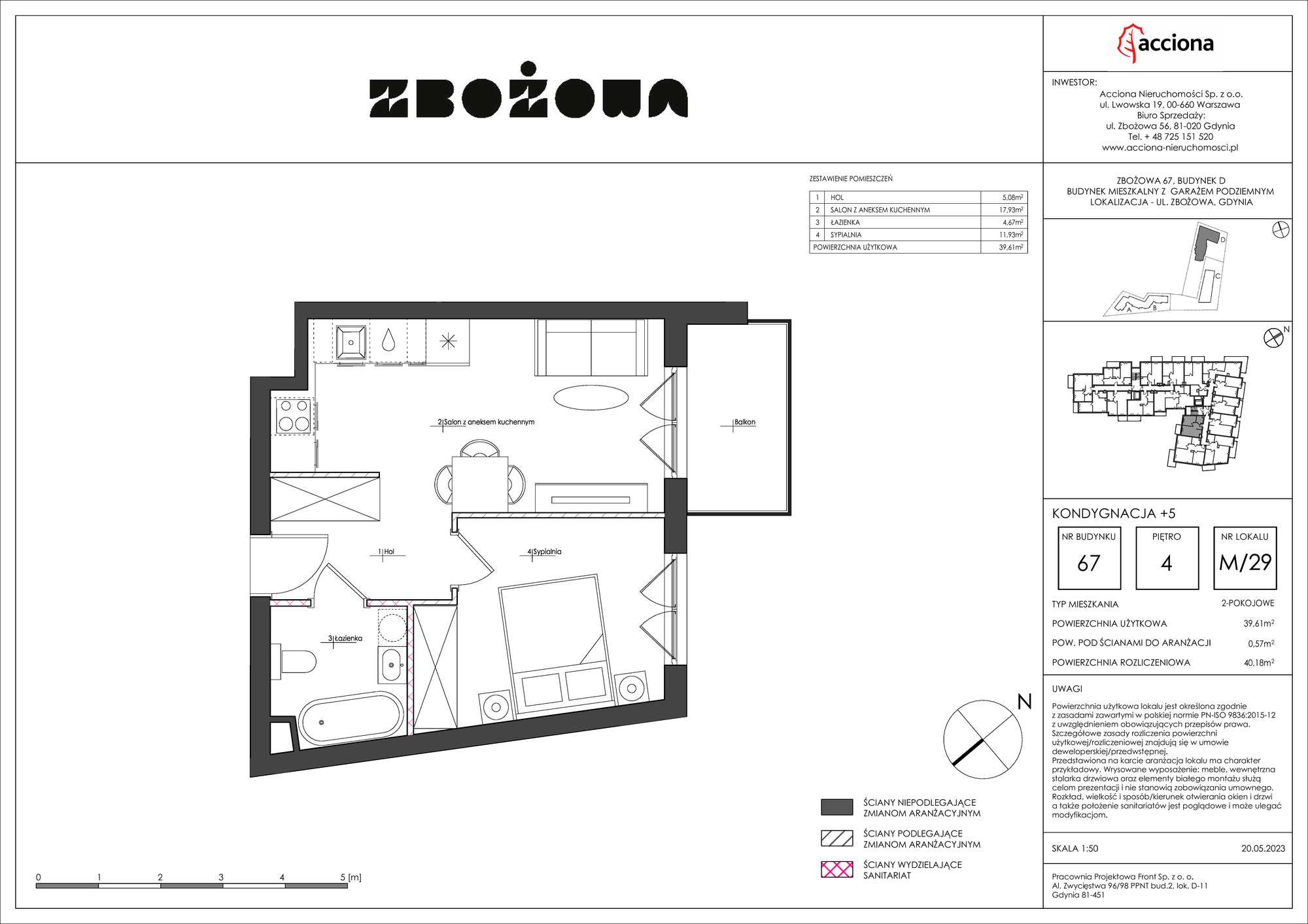 Mieszkanie 40,18 m², piętro 4, oferta nr 67.29, Zbożowa, Gdynia, Cisowa, ul. Zbożowa-idx