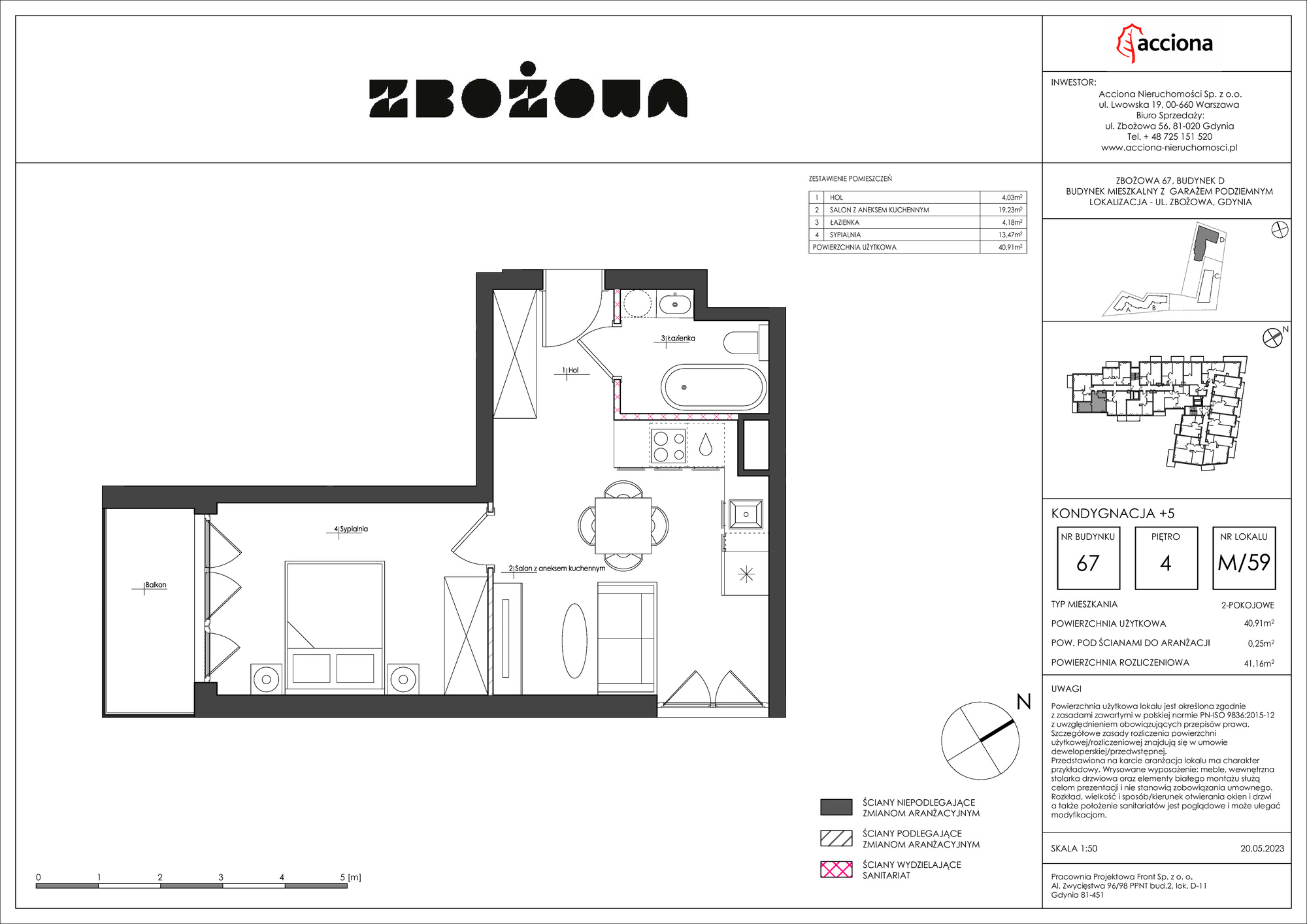 Mieszkanie 41,16 m², piętro 4, oferta nr 67.59, Zbożowa, Gdynia, Cisowa, ul. Zbożowa-idx