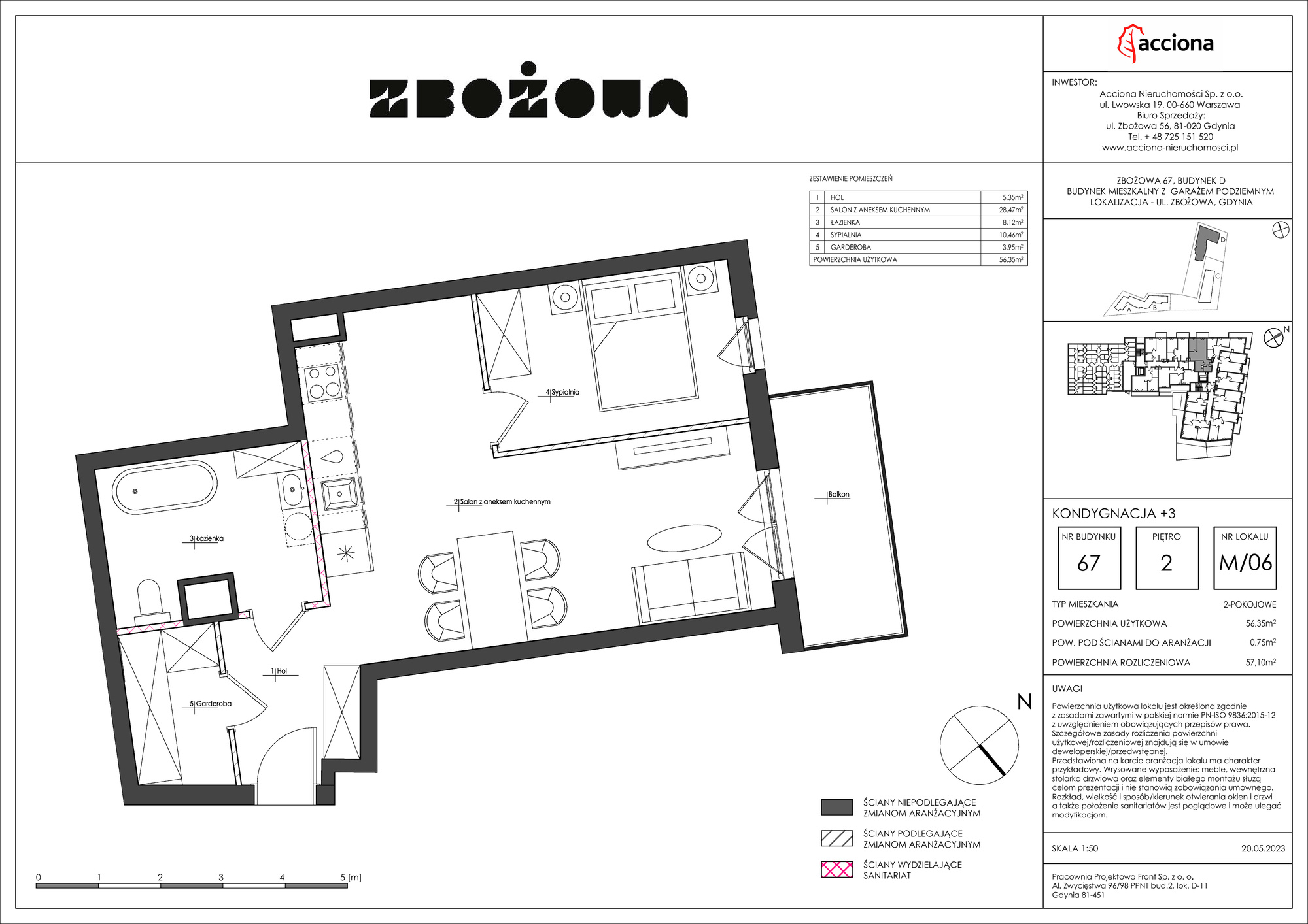 Mieszkanie 57,10 m², piętro 2, oferta nr 67.6, Zbożowa, Gdynia, Cisowa, ul. Zbożowa-idx