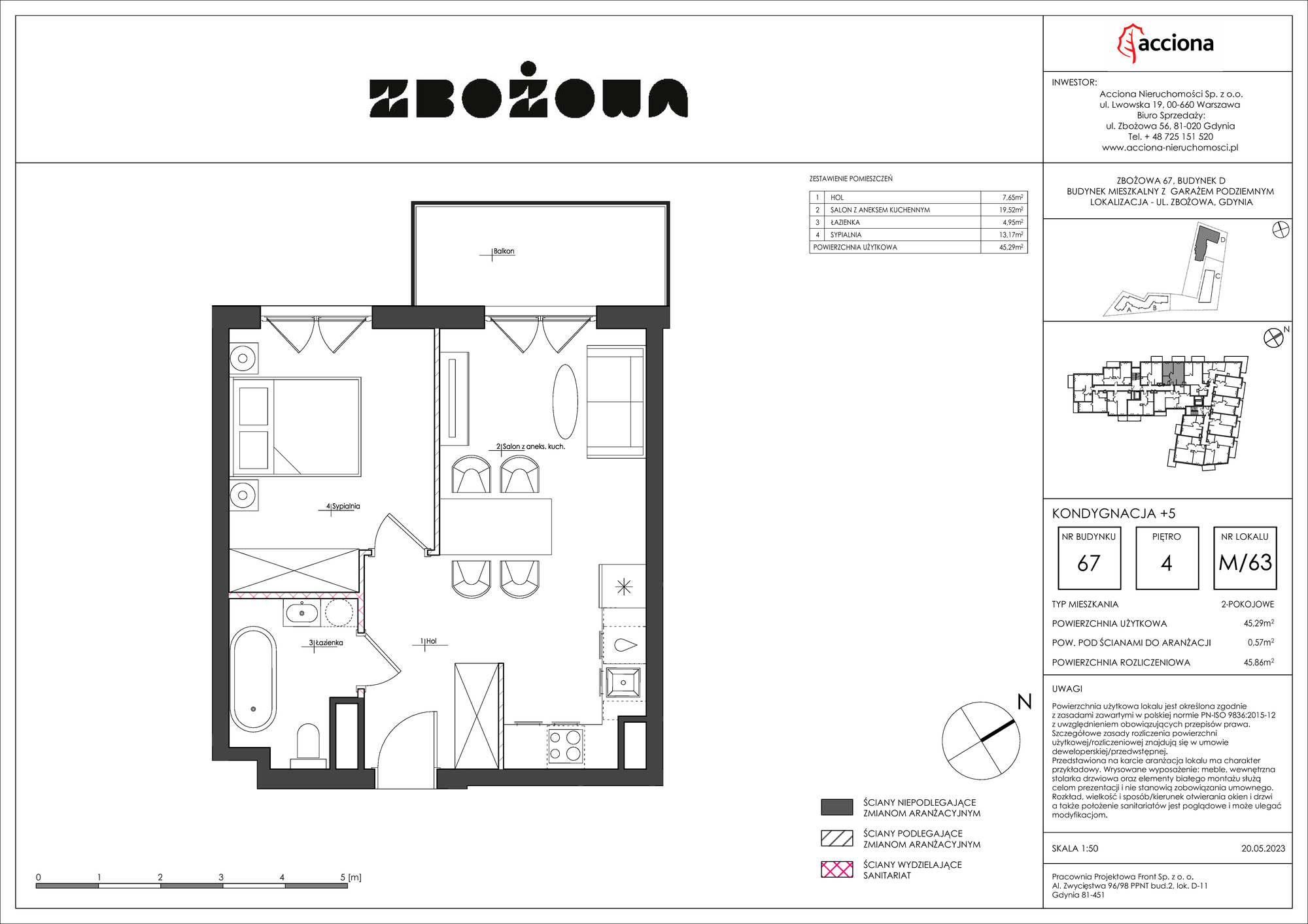 Mieszkanie 45,86 m², piętro 4, oferta nr 67.63, Zbożowa, Gdynia, Cisowa, ul. Zbożowa-idx