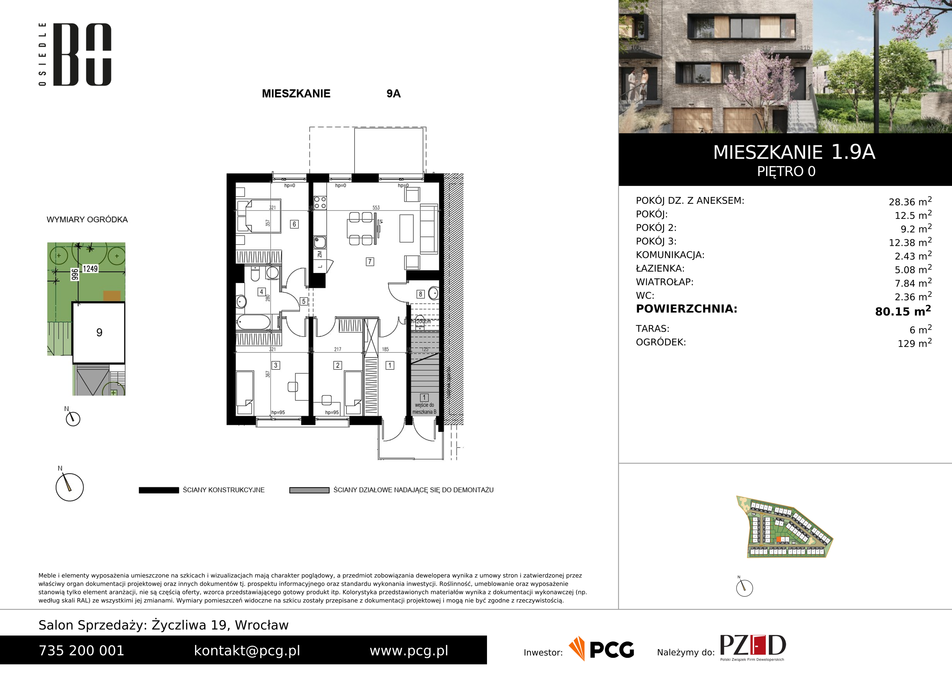 Apartament 80,15 m², parter, oferta nr 1.9A, Osiedle BO, Wrocław, Kowale, ul. Bociana-idx